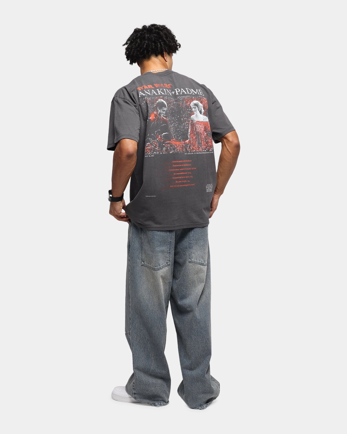 73 Studio Star Wars Anakin And Padme Vintage T-Shirt Black Wash Soft Feel Non Restrictive Silhouette