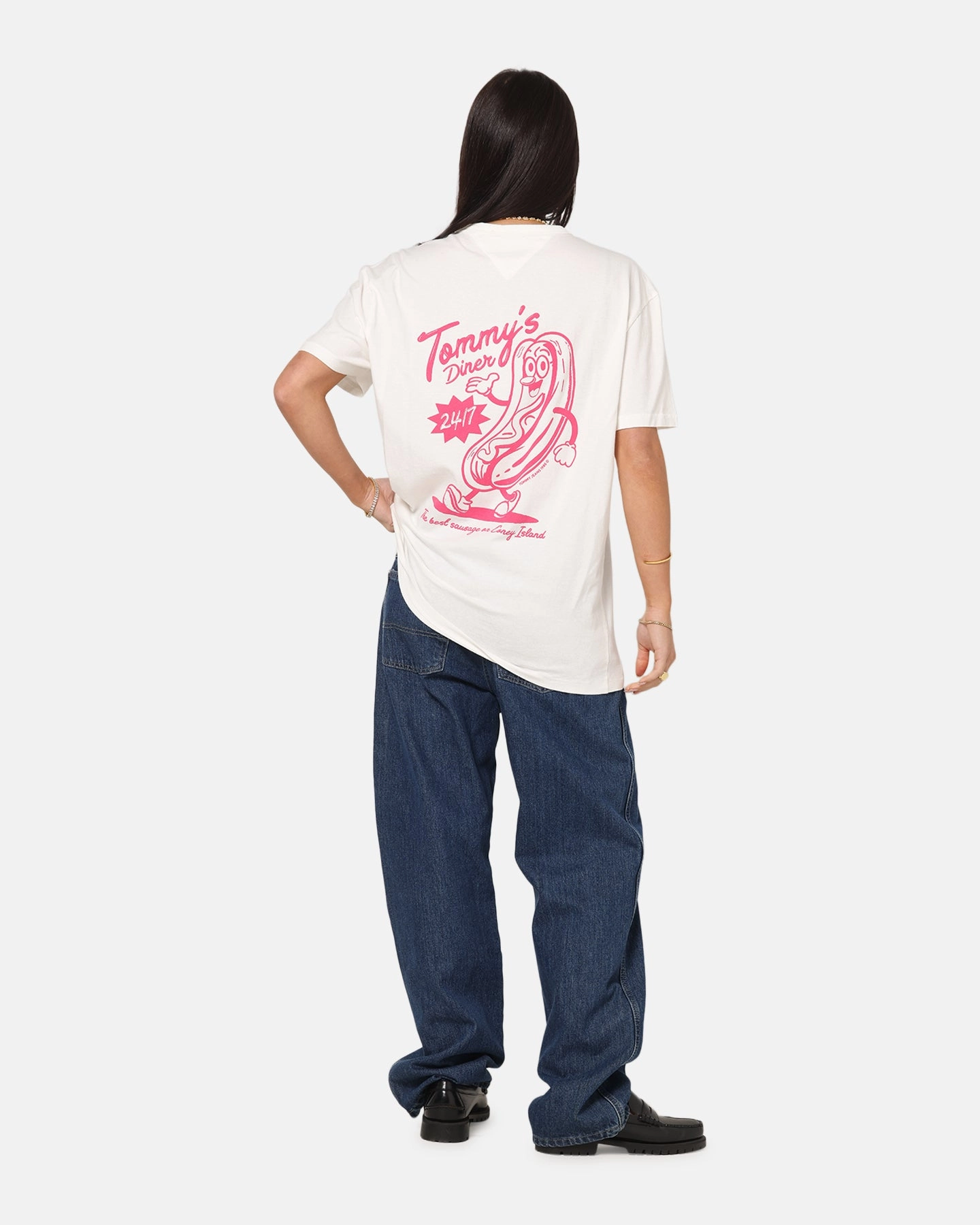 Tommy Jeans Regular Novelty Fair T-Shirt Ecru Everyday Outfit Cold Wash Optimized