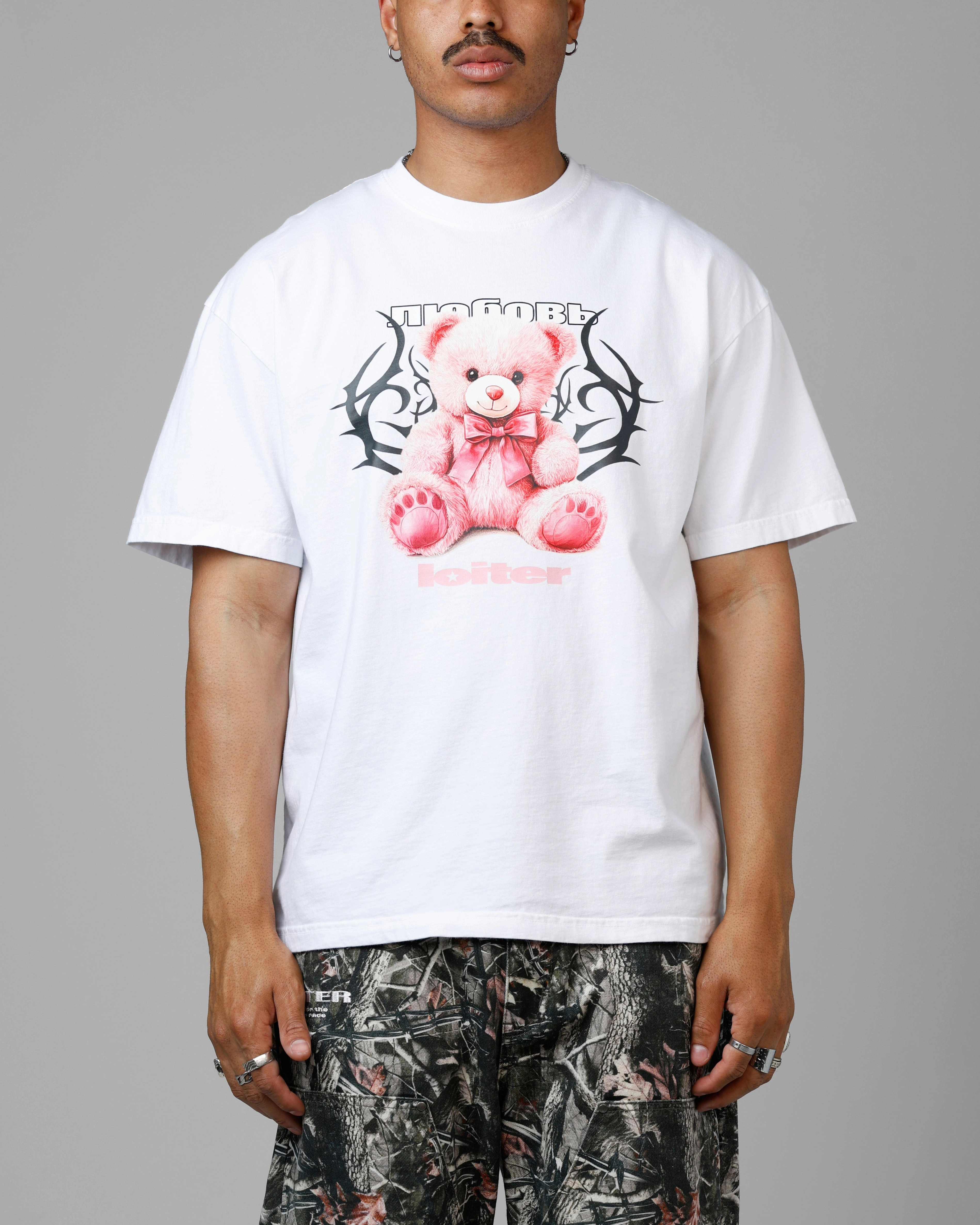 Stylish Wearable Loiter Care Vintage T-Shirt White