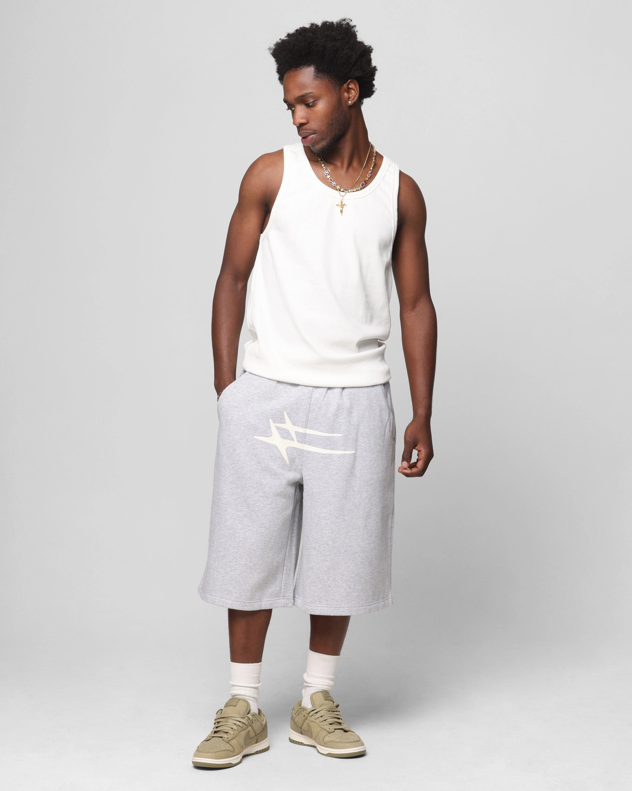 Loiter Hybrid Premium Shorts Grey Marle DoubleStitchedSeams DoubleLayeredKnees