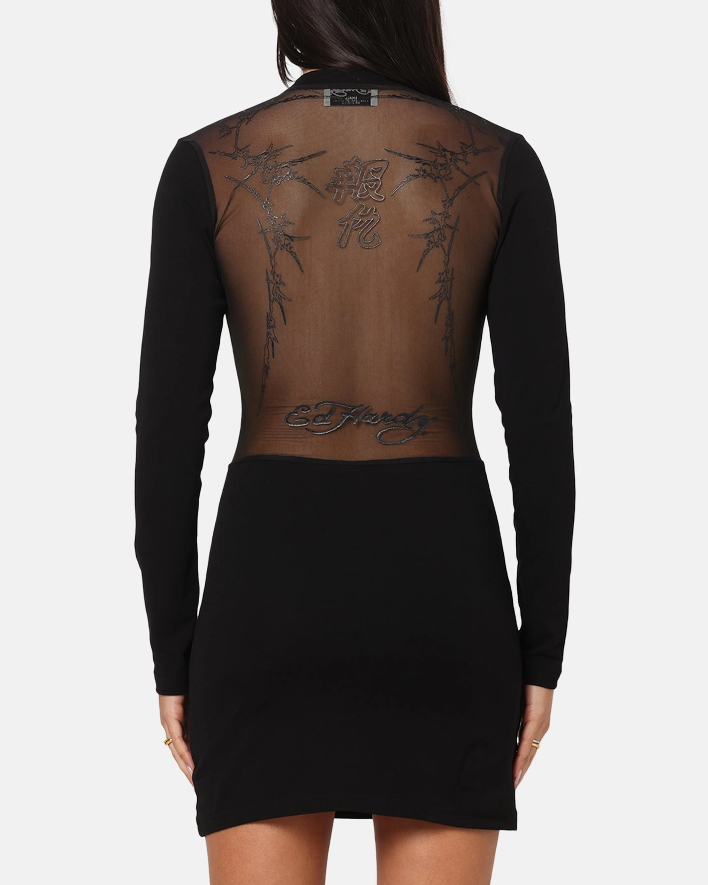 Soft fabric piece Ed Hardy Women's Revenge Long Sleeve Dress Black