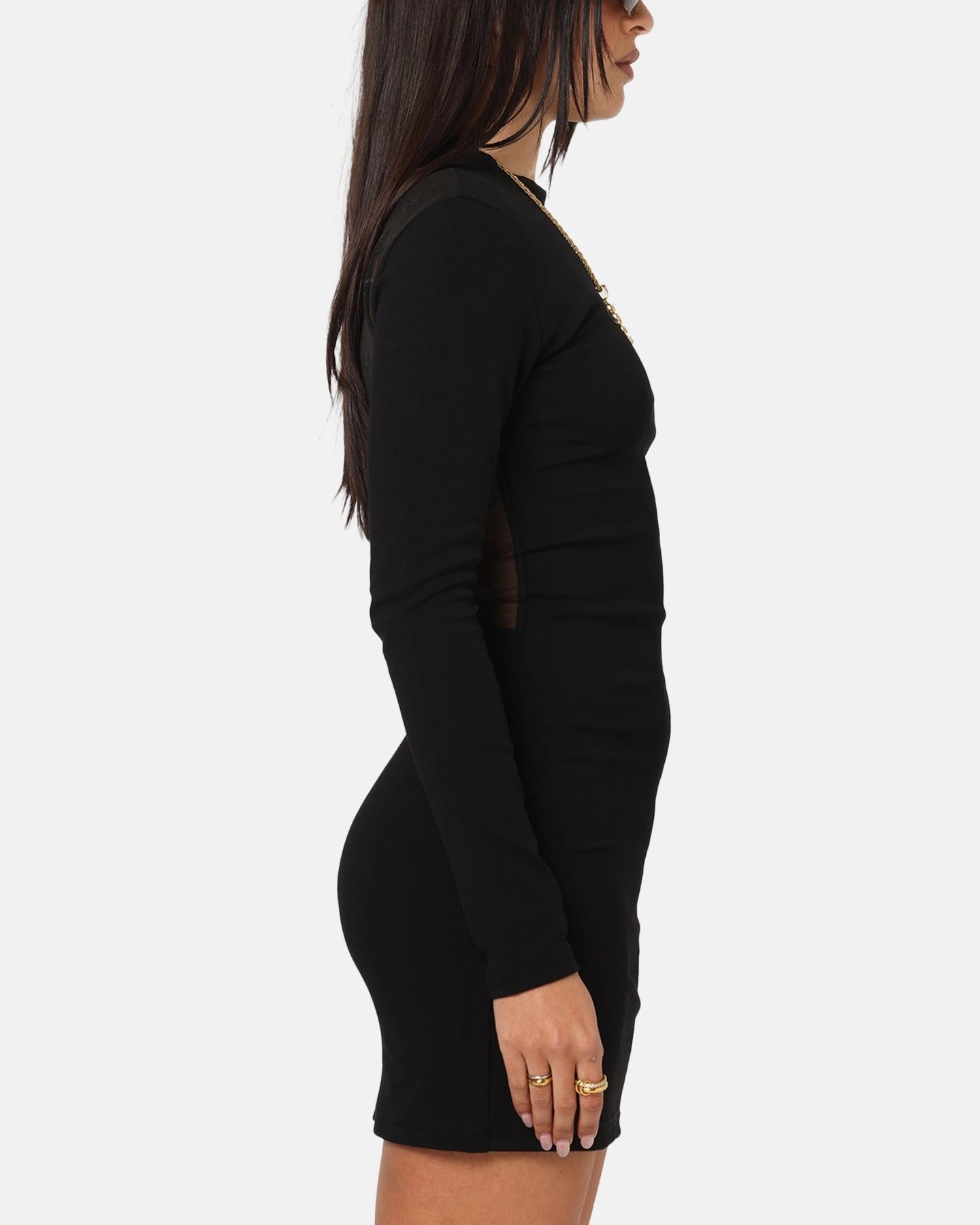 Ed Hardy Women's Revenge Long Sleeve Dress Black Dainty Finish