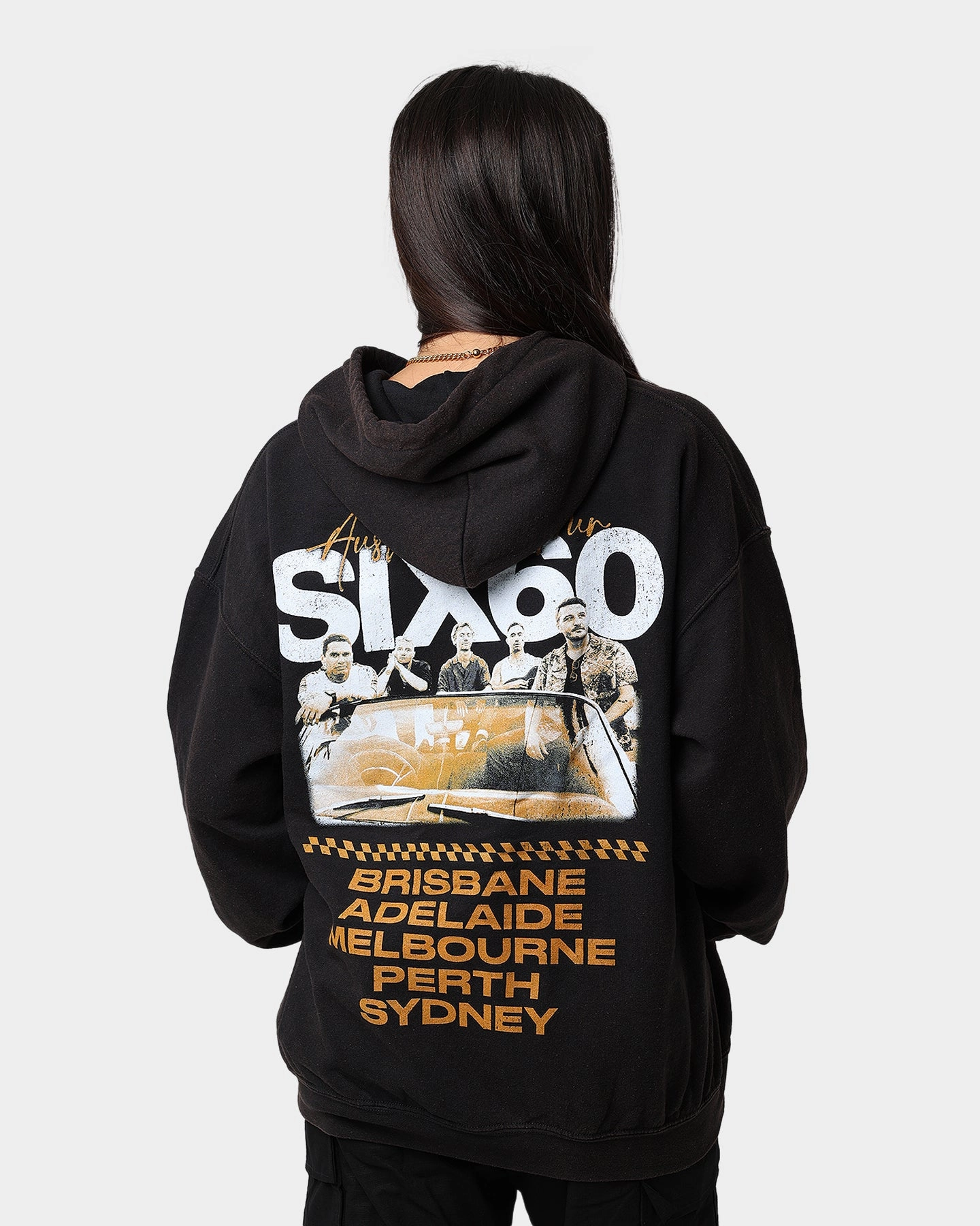 Six60 Six60 Tour Vintage Hoodie Black Wash Fashion Essential Smooth Seam Technology