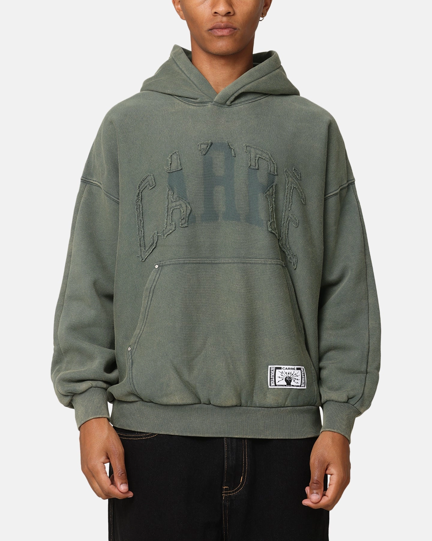 Heat Resistant Layer WaterResistantCoating Carre Con-Star Hoodie Rinsed Moss Green