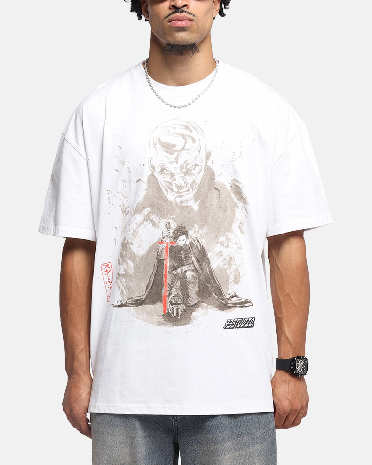 Vintage Look Trendy Vibes 73 Studio Star Wars Takumi Last Jedi Vintage T-Shirt White