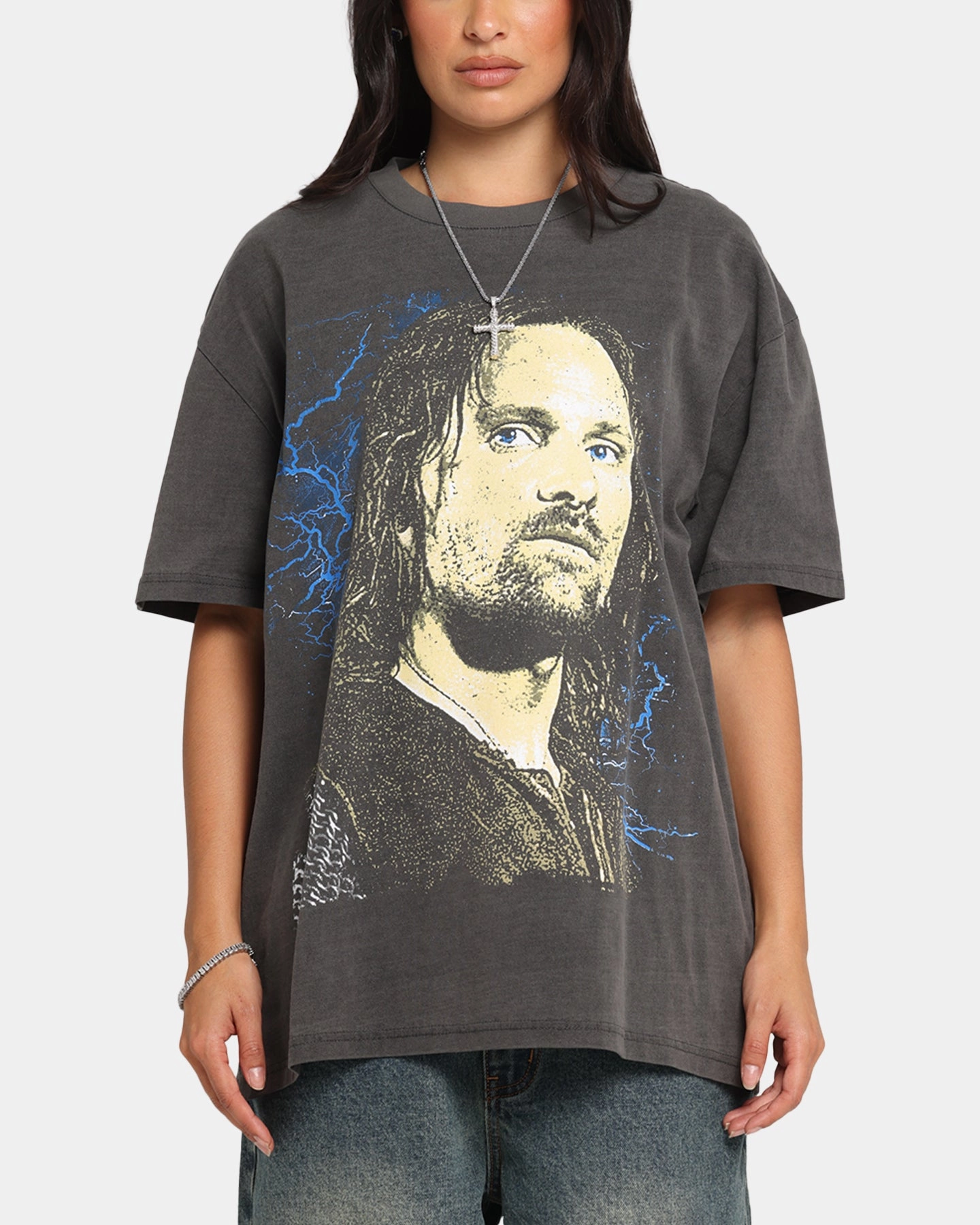 American Thrift X The Lord Of The Ring Aragorn Heavy T-Shirt Black Wash Stylish Outfit Seam Free Shoulders