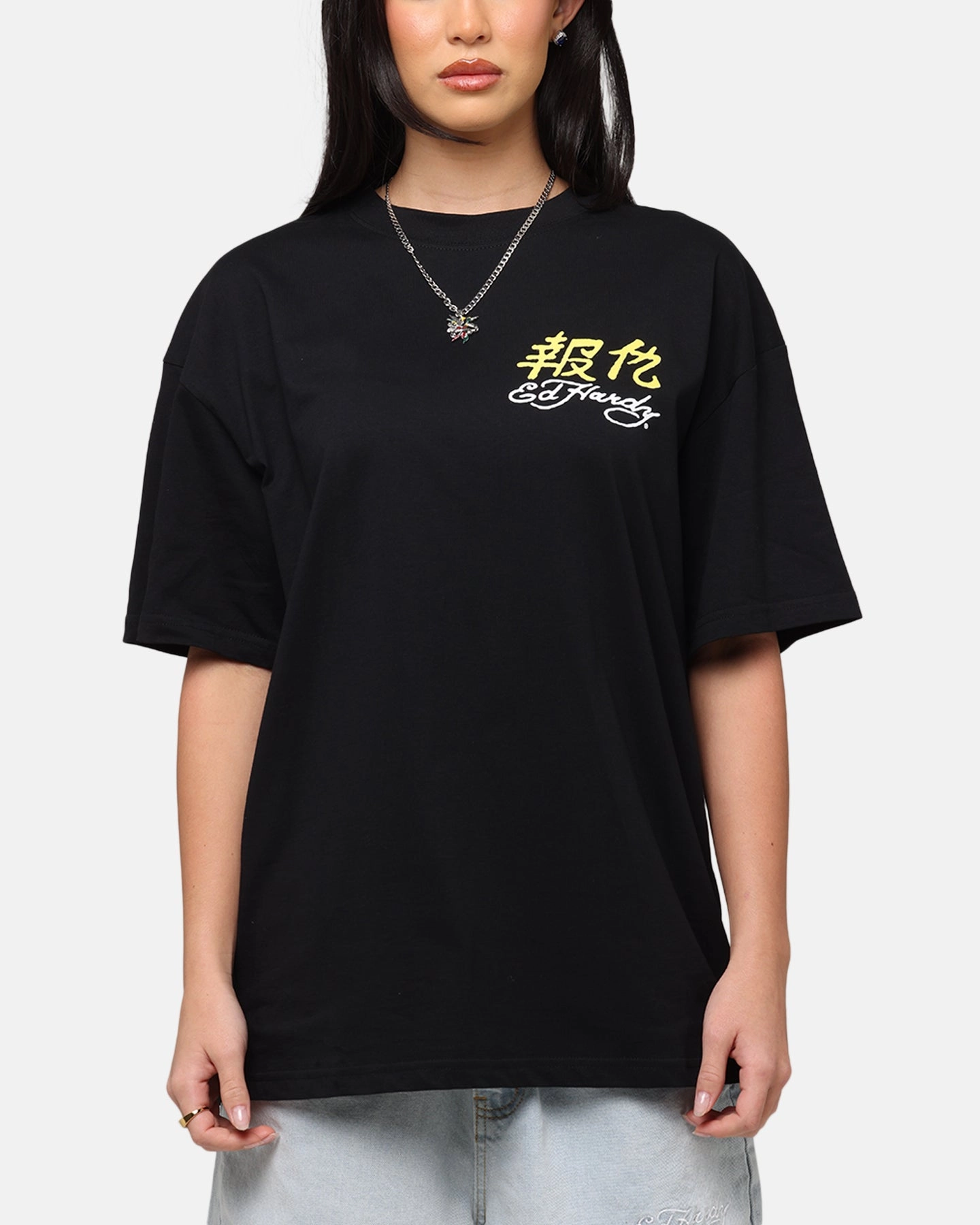 Ed Hardy Rattlesnake Reign T-Shirt Black MultiPly Fabric