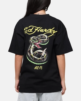 Ed Hardy Rattlesnake Reign T-Shirt Black Soft and Stylish Bohemian freedom