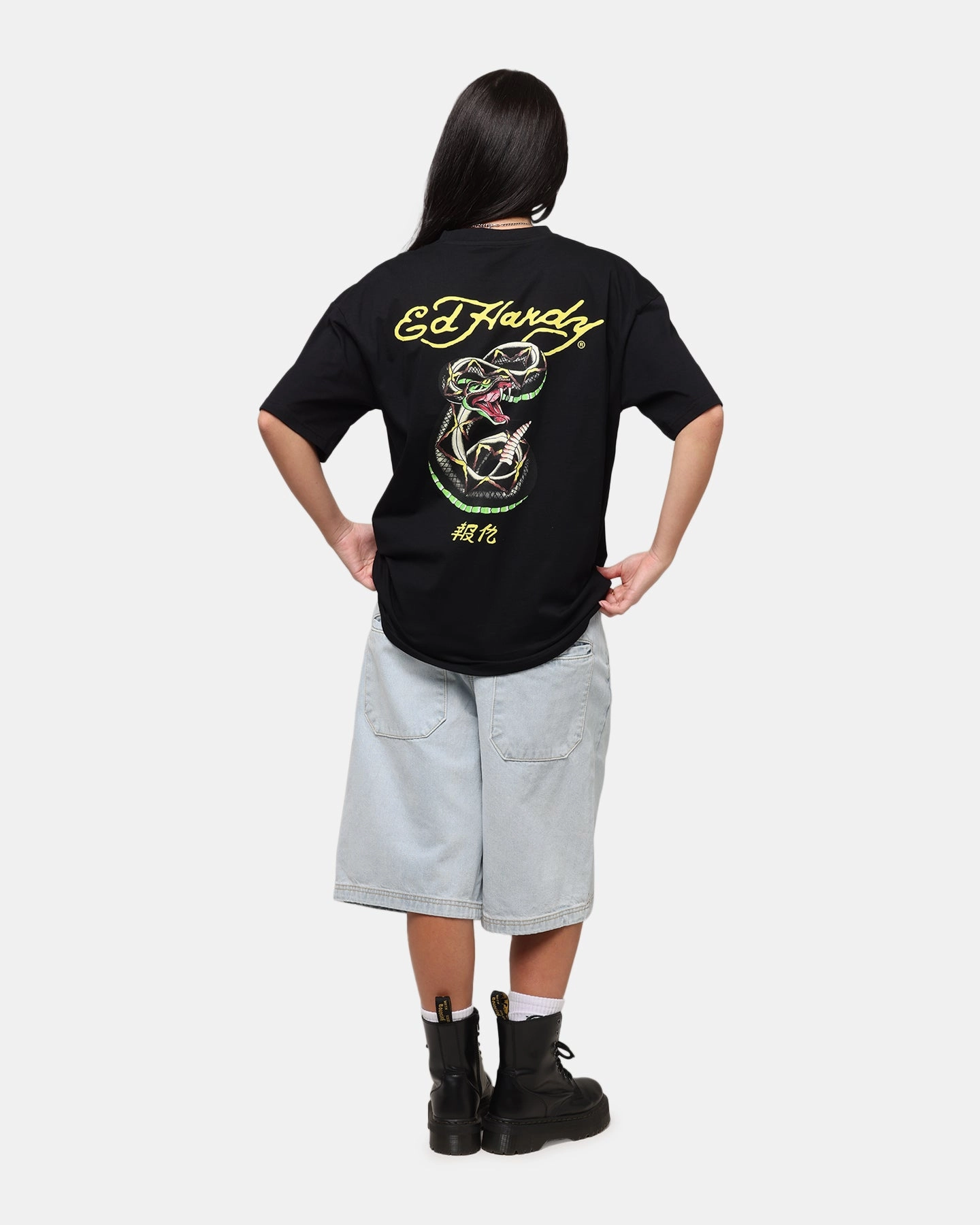 Ed Hardy Rattlesnake Reign T-Shirt Black Effortless Comfort Abstract print