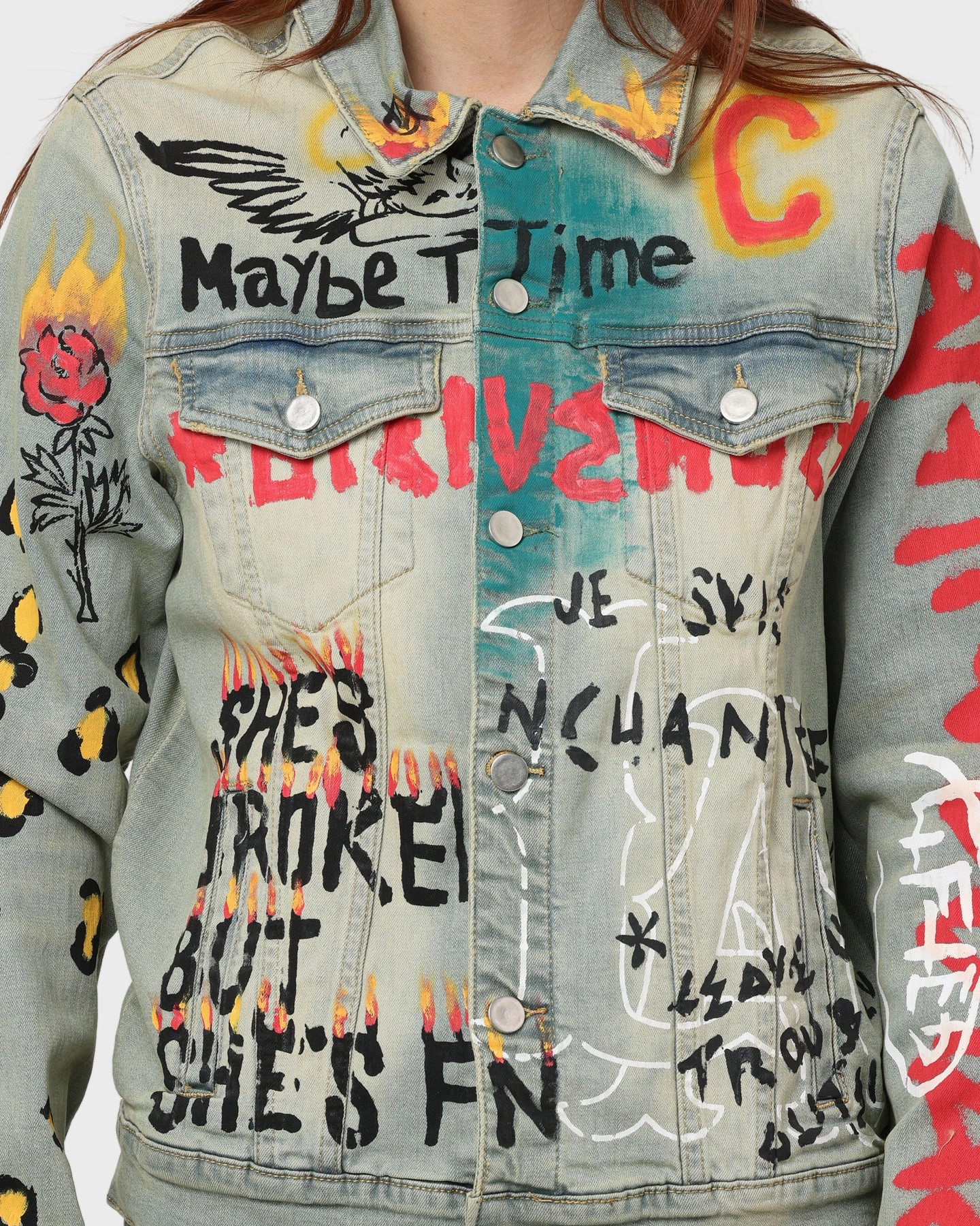 Taped Zipper Closures Lifted Anchors Detention Denim Jacket Blue
