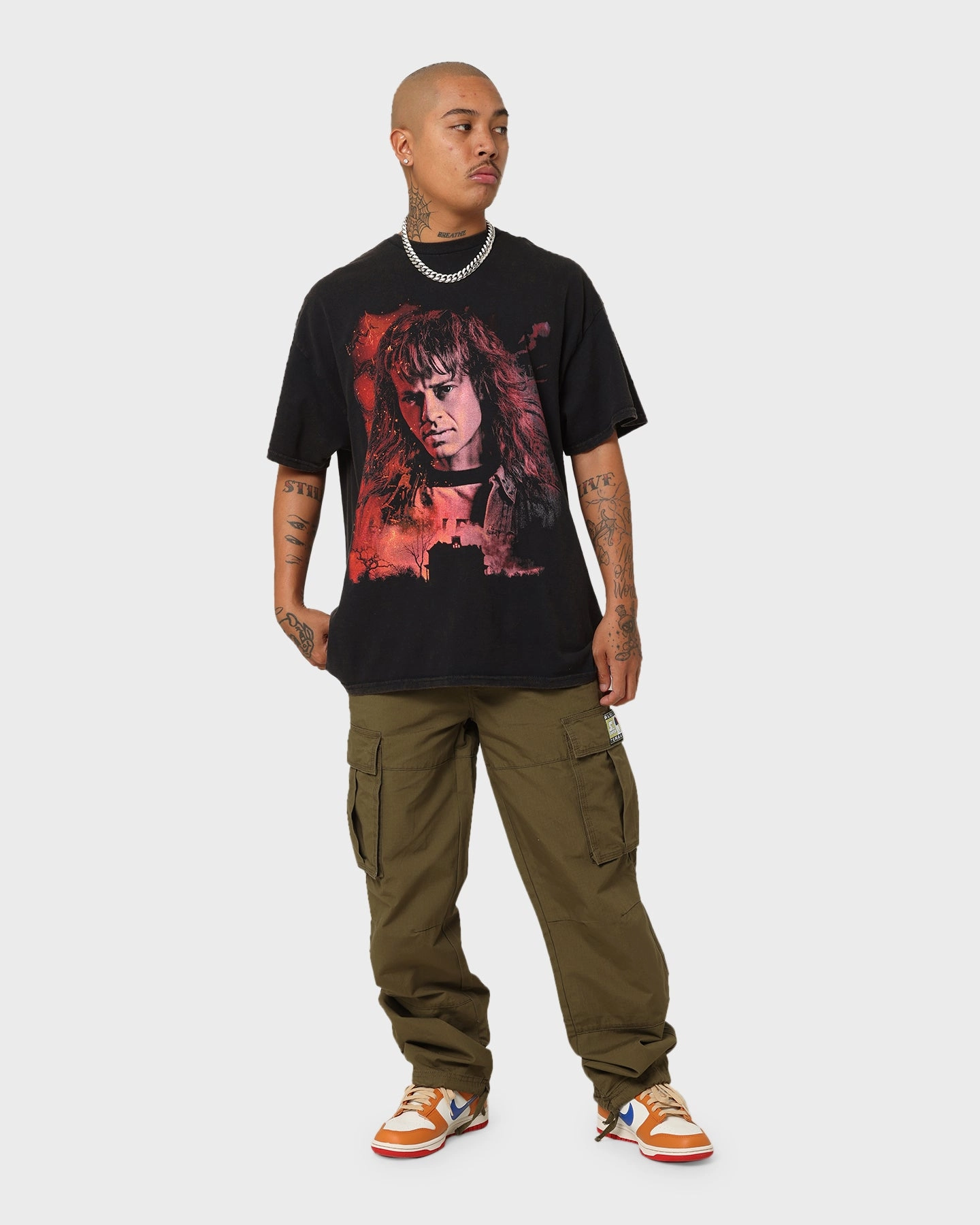 Goat Crew X Stranger Things Eddie Vintage T-Shirt Black Wash Recycled Polyester casual and comfortable