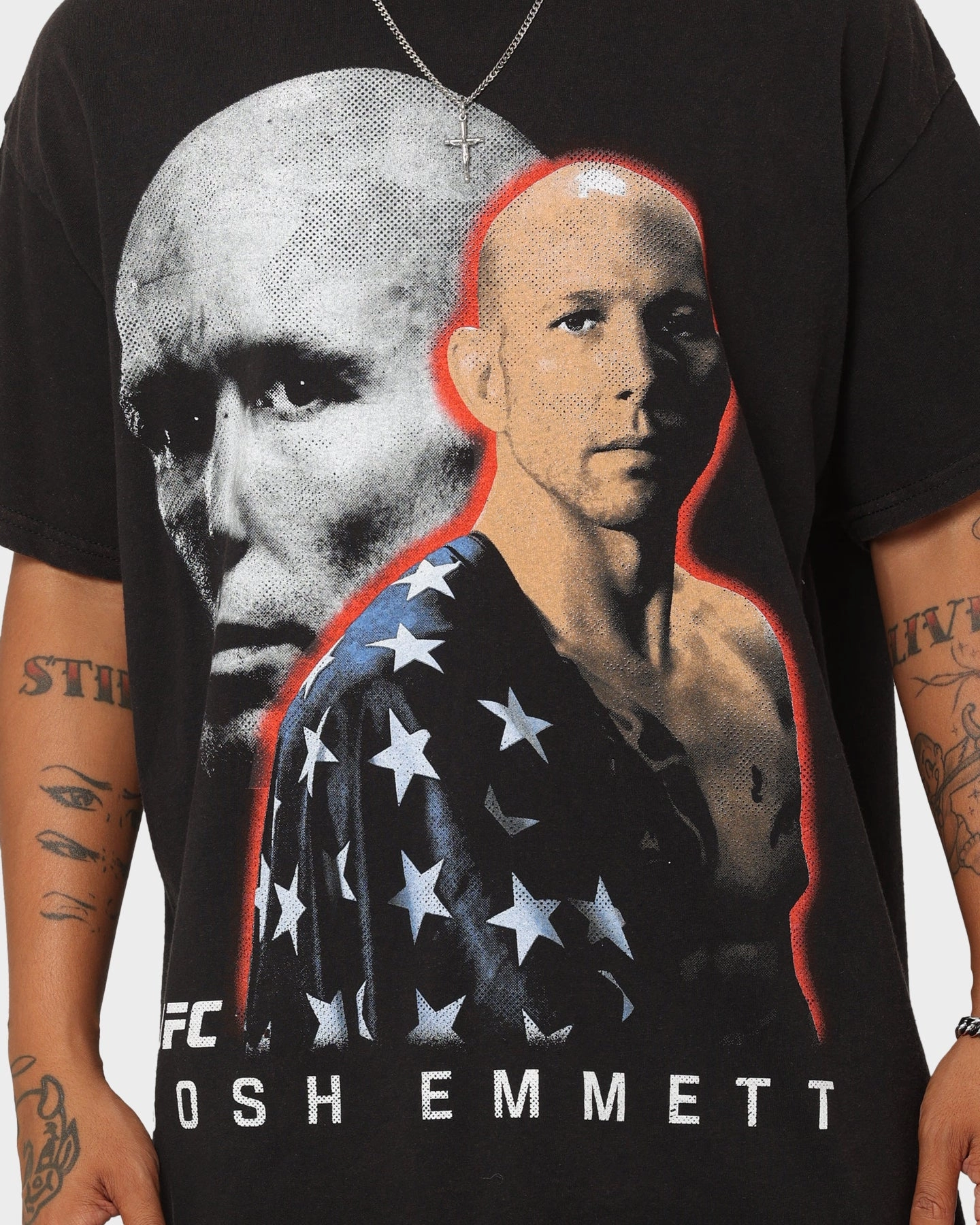 soft look UFC By Goat Crew Josh Emmett Vintage T-Shirt Black Wash