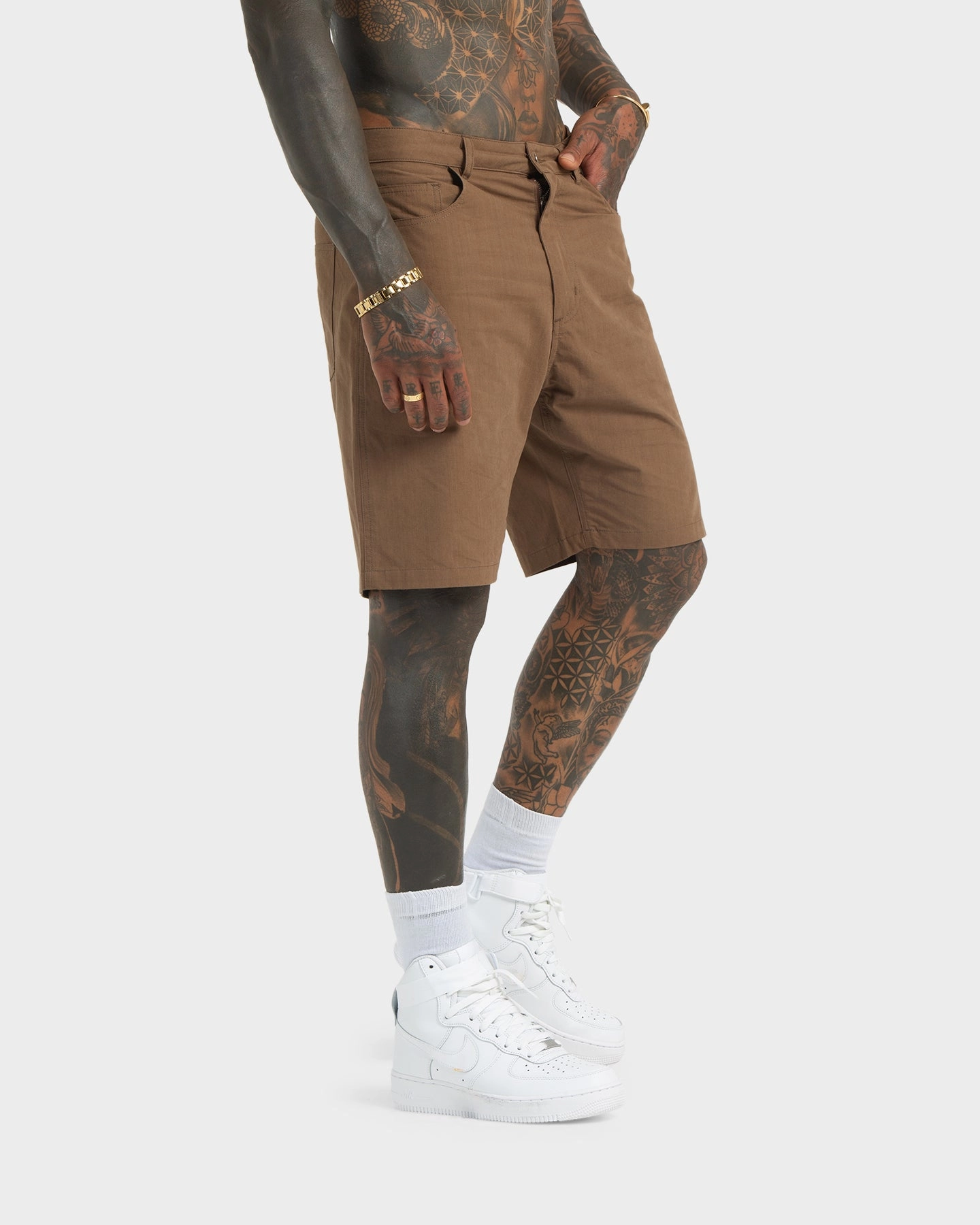 XXIII Zakkai Cotton Canvas Shorts Cigar Stylish Design Noise Free Fabric
