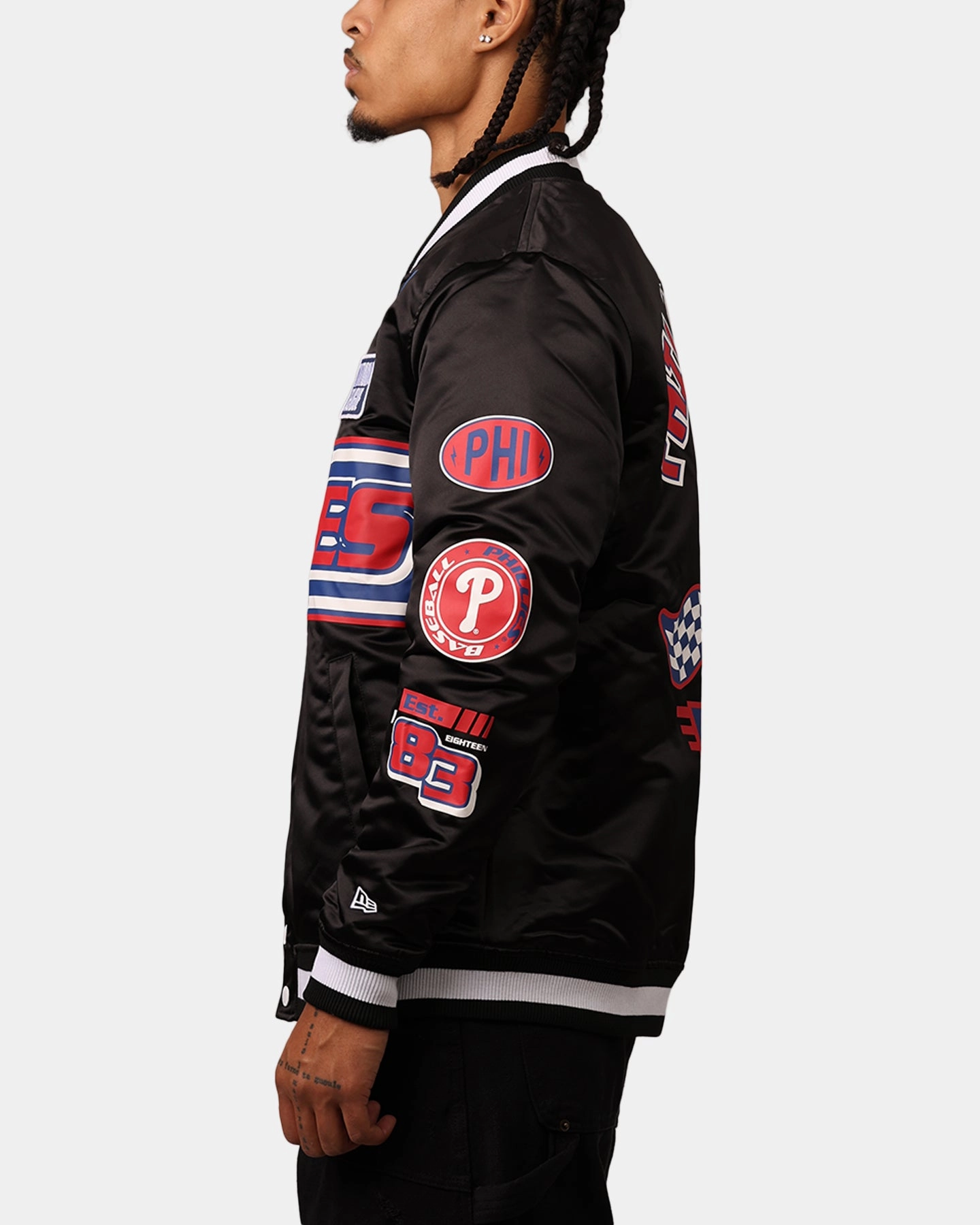 New Era Philadelphia Phillies 2024 Rally Drive Jacket Black/White Eye - Catching Layer Base