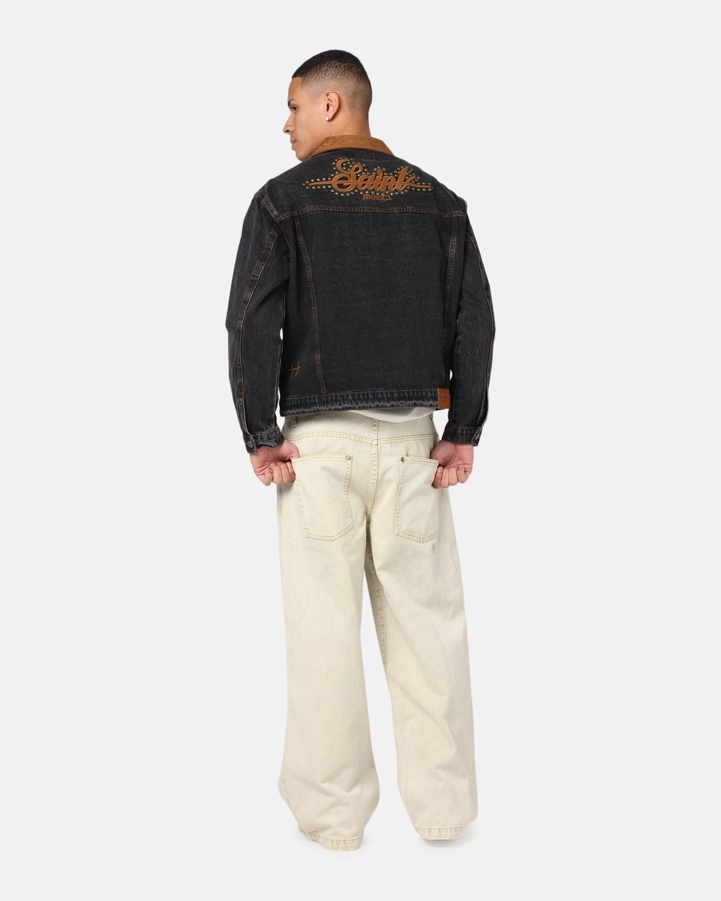Saint Morta Rodeo Drive Denim Jacket Black Shadow Trilby AdjustableHood