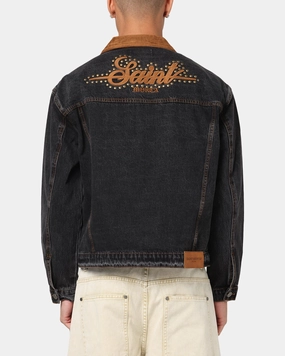 Checked Saint Morta Rodeo Drive Denim Jacket Black Shadow