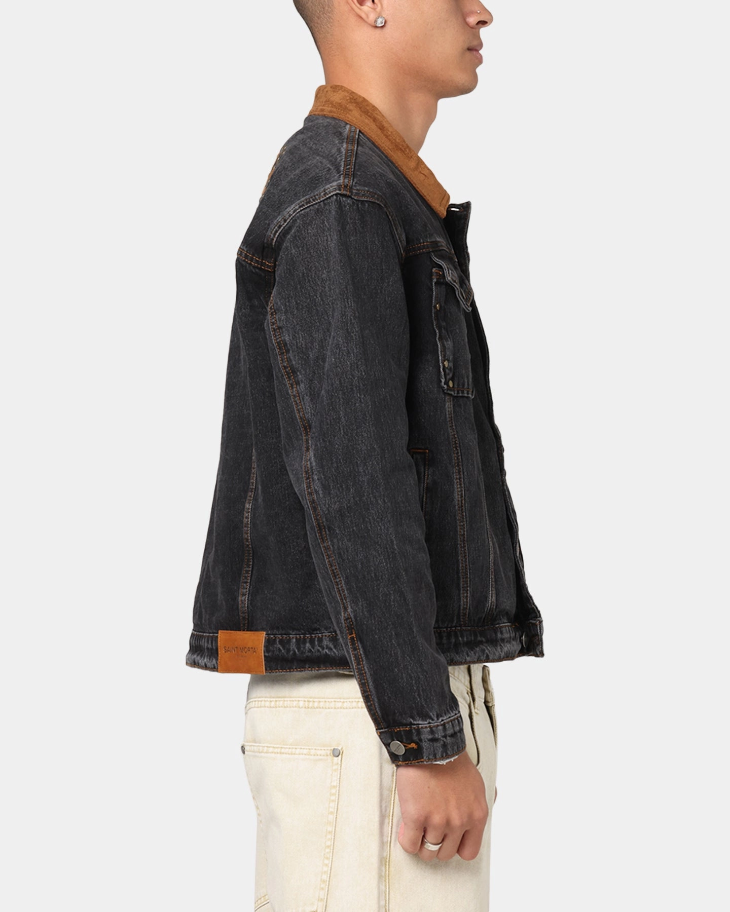 Saint Morta Rodeo Drive Denim Jacket Black Shadow Magnetic Closures