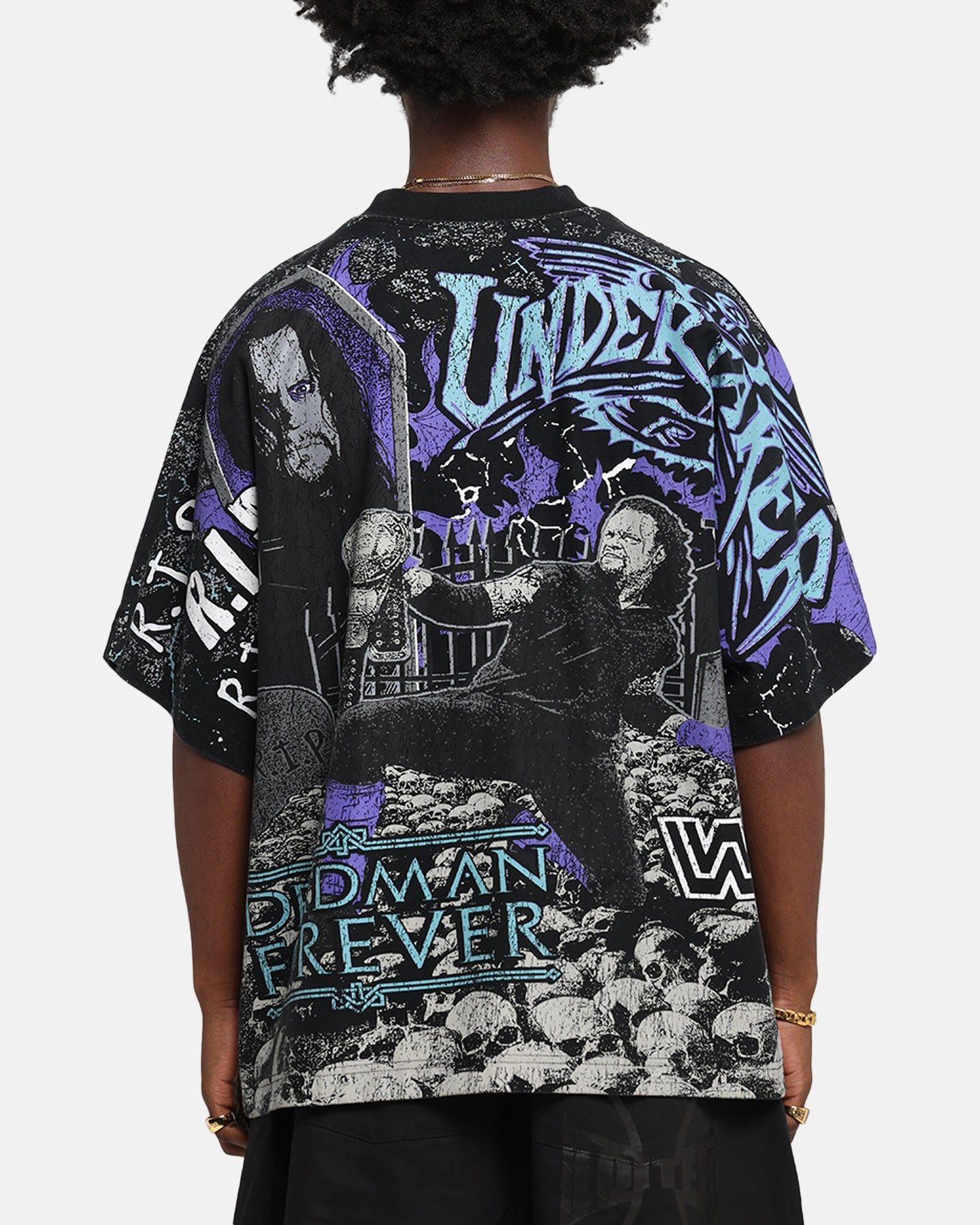 Culture Kings X WWE Undertaker All Over Print T-Shirt Black Casual Essentials
