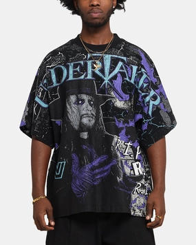 Multi Panel Structure Culture Kings X WWE Undertaker All Over Print T-Shirt Black