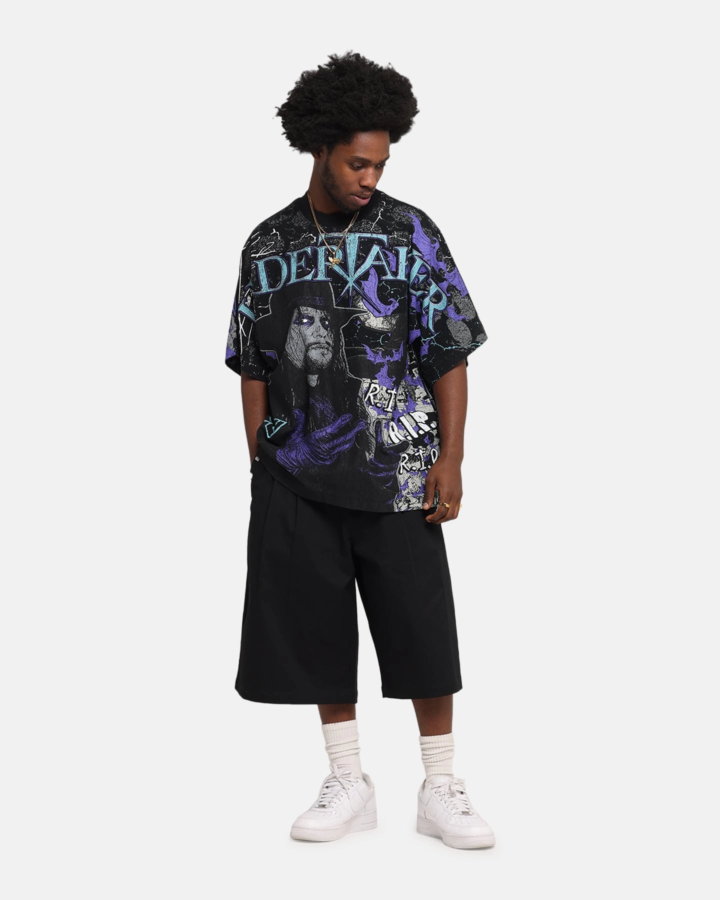 insulated Culture Kings X WWE Undertaker All Over Print T-Shirt Black
