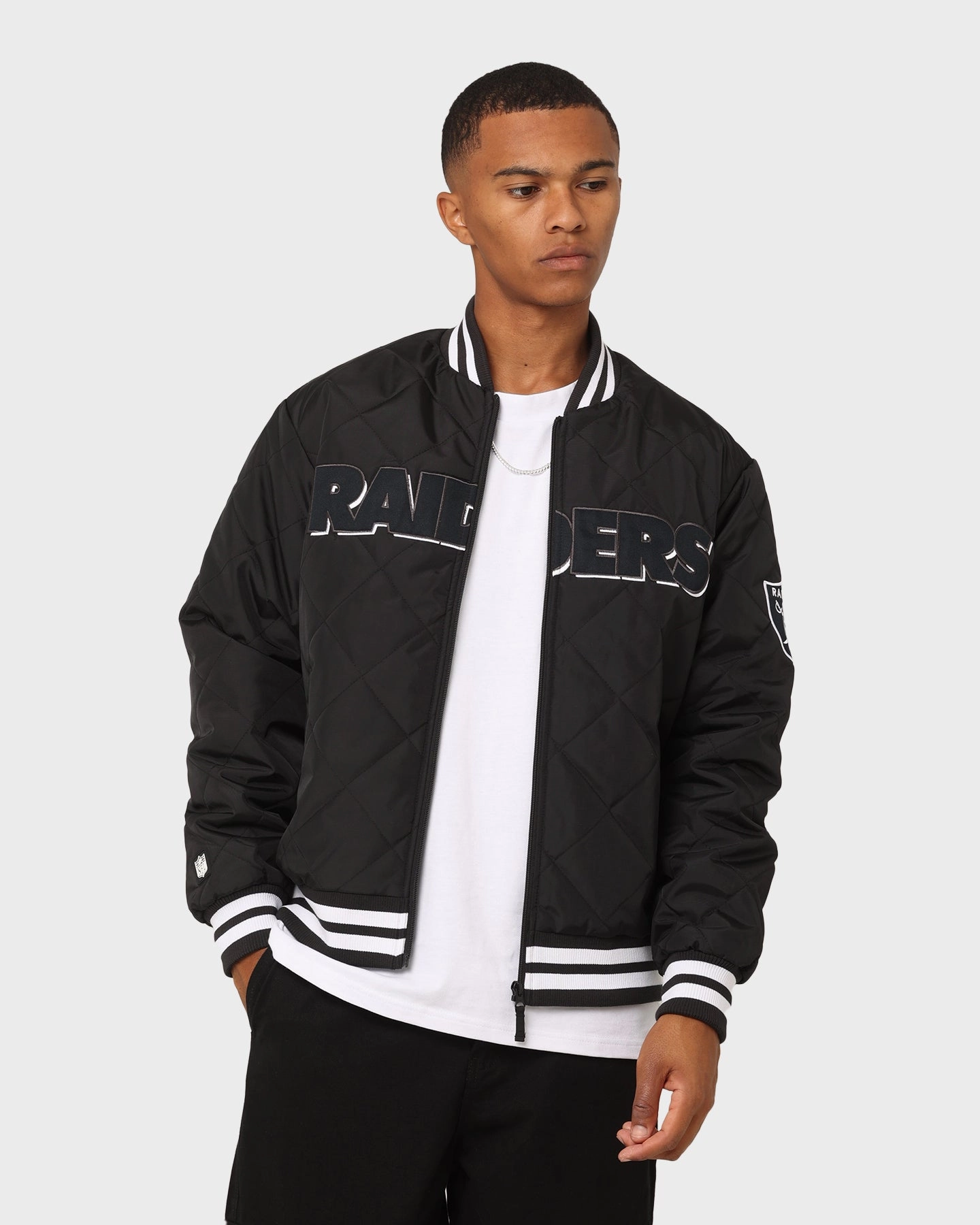 Majestic Athletic Las Vegas Raiders Tonals Quilted Varsity Jacket Black keepsake