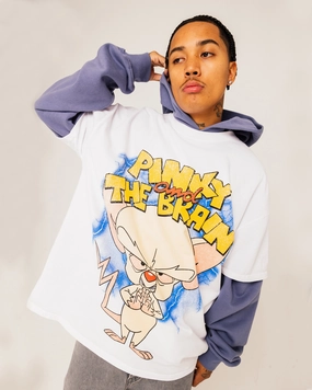 waterproof Classic Wear American Thrift X Cartoon Network Pinky & The Brain Heavyweight Vintage T-Shirt White