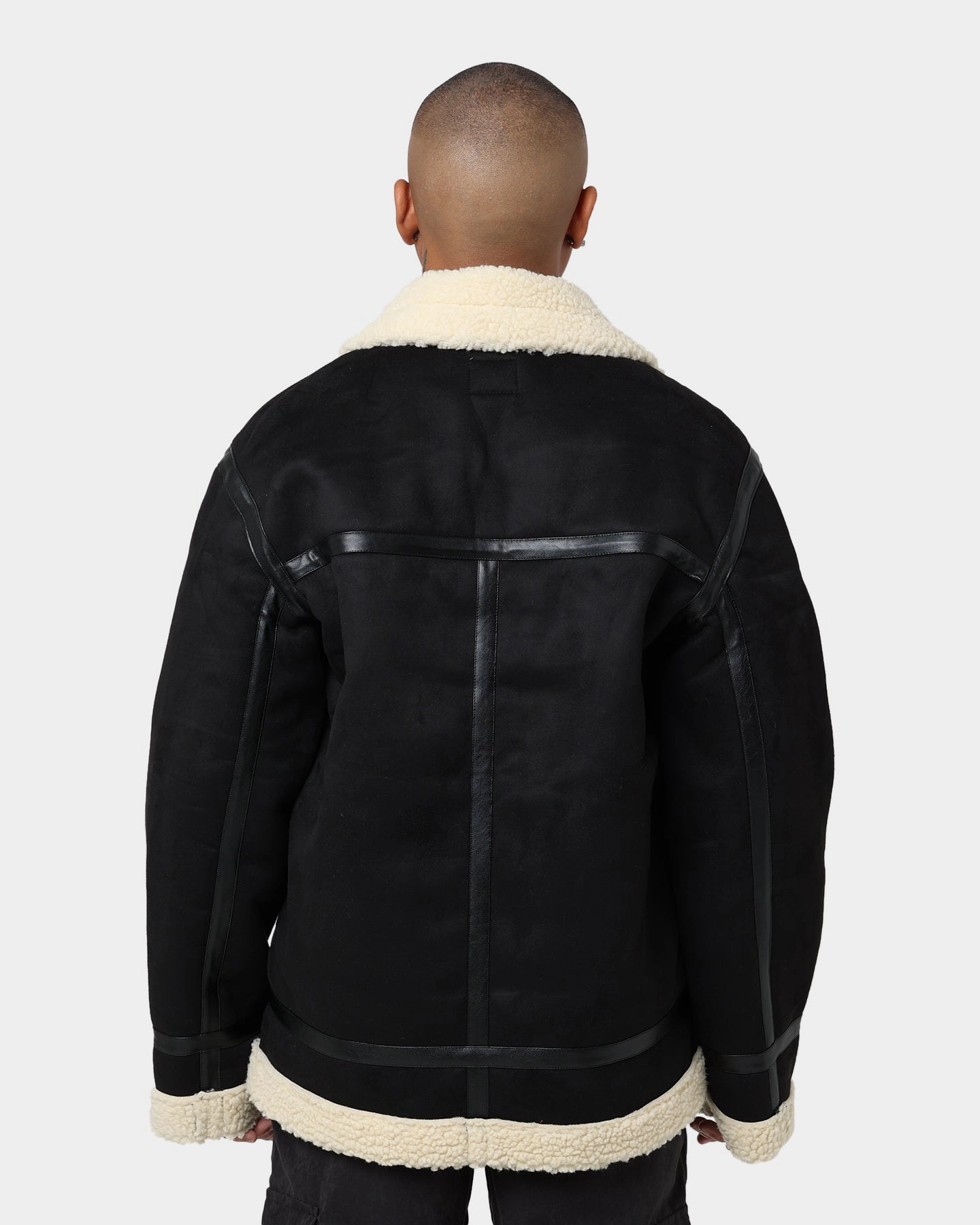 sun resistant thermal Karl Kani Retro Faux Shearling Jacket Black