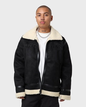 Karl Kani Retro Faux Shearling Jacket Black Ergonomic Fit Flex Stretch Material