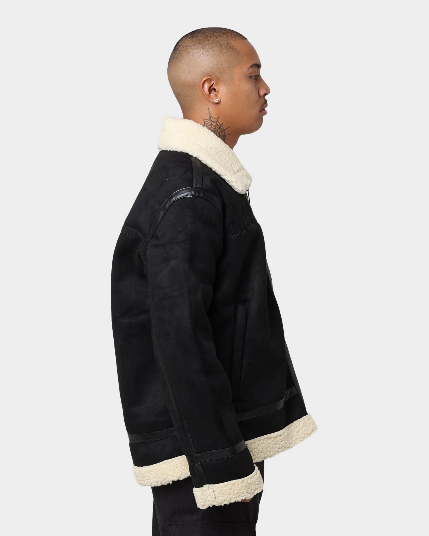 Karl Kani Retro Faux Shearling Jacket Black elderly people Waterproof Wear