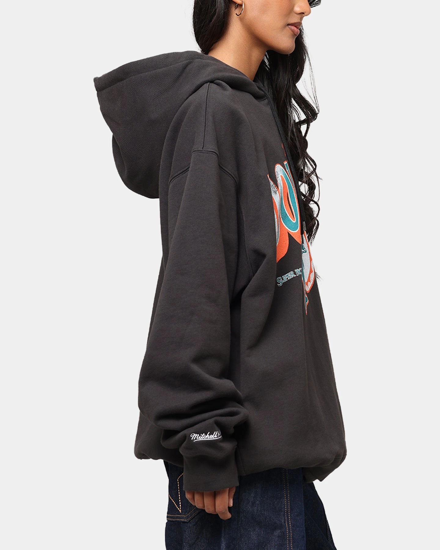 Mitchell & Ness Miami Dolphins Arch Hoodie Faded Black Cozy Jacket wedding guests