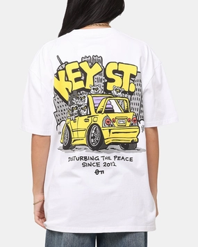 Key Street X FRKO Racoons T-Shirt White Casual Layer Anti Static Treatment