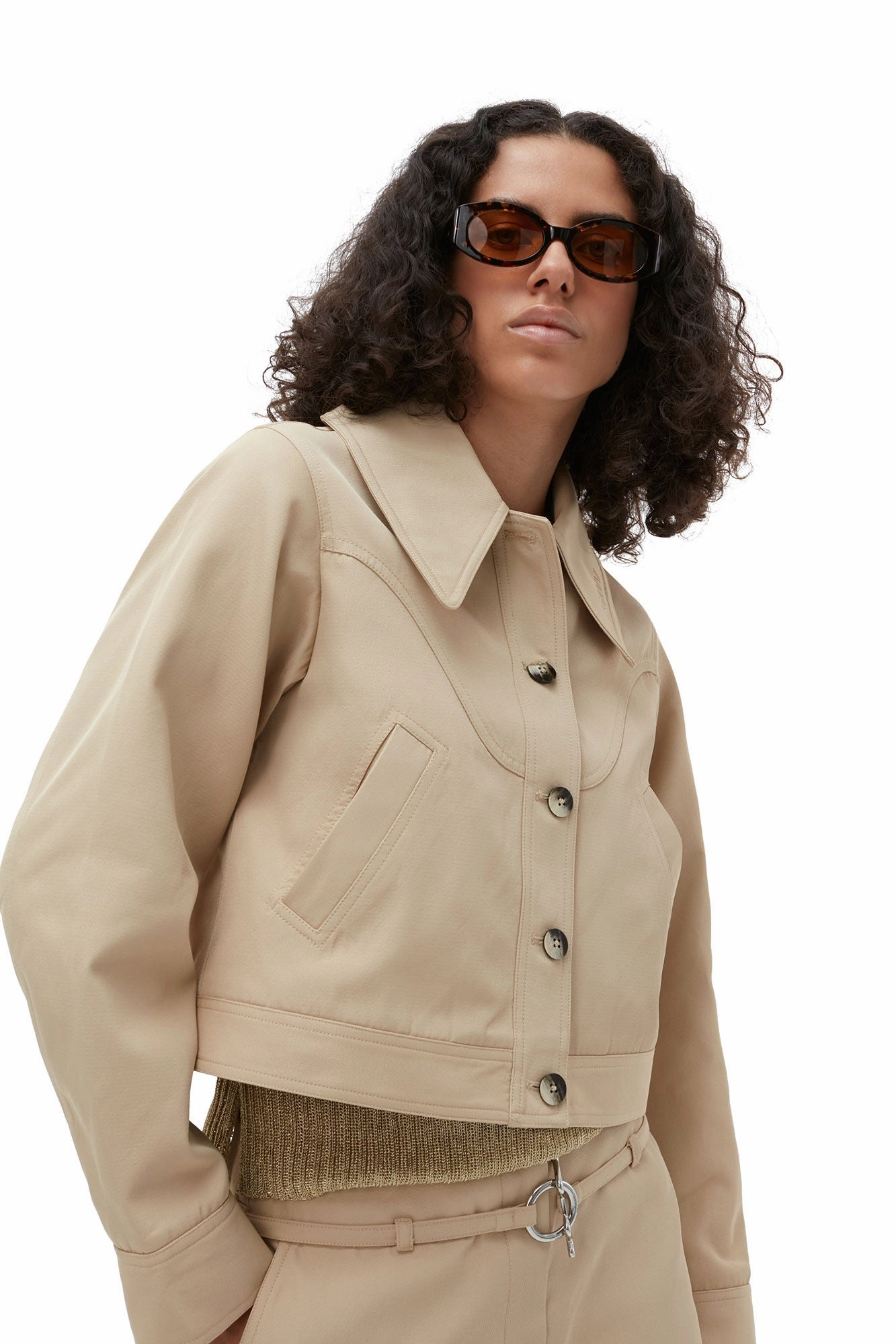 Transitional Daily Fit All Weather Adaptability Ganni Heavy Twill Short Jacket 'Khaki'
