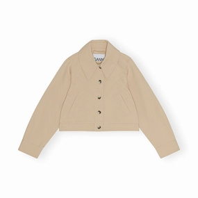 HypoallergenicMaterial Ganni Heavy Twill Short Jacket 'Khaki'