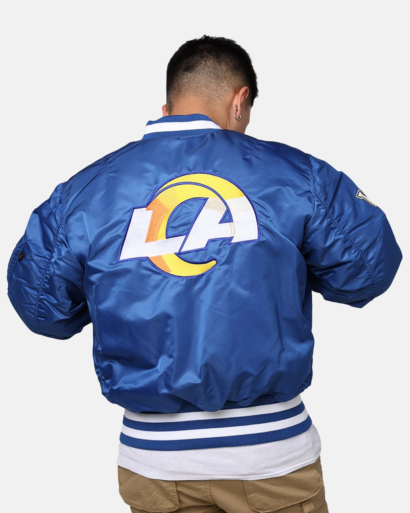 Signal Manufacture New Era X Alpha Series X NFL Los Angeles Rams MA-1 Bomber Jacket Royal/Black