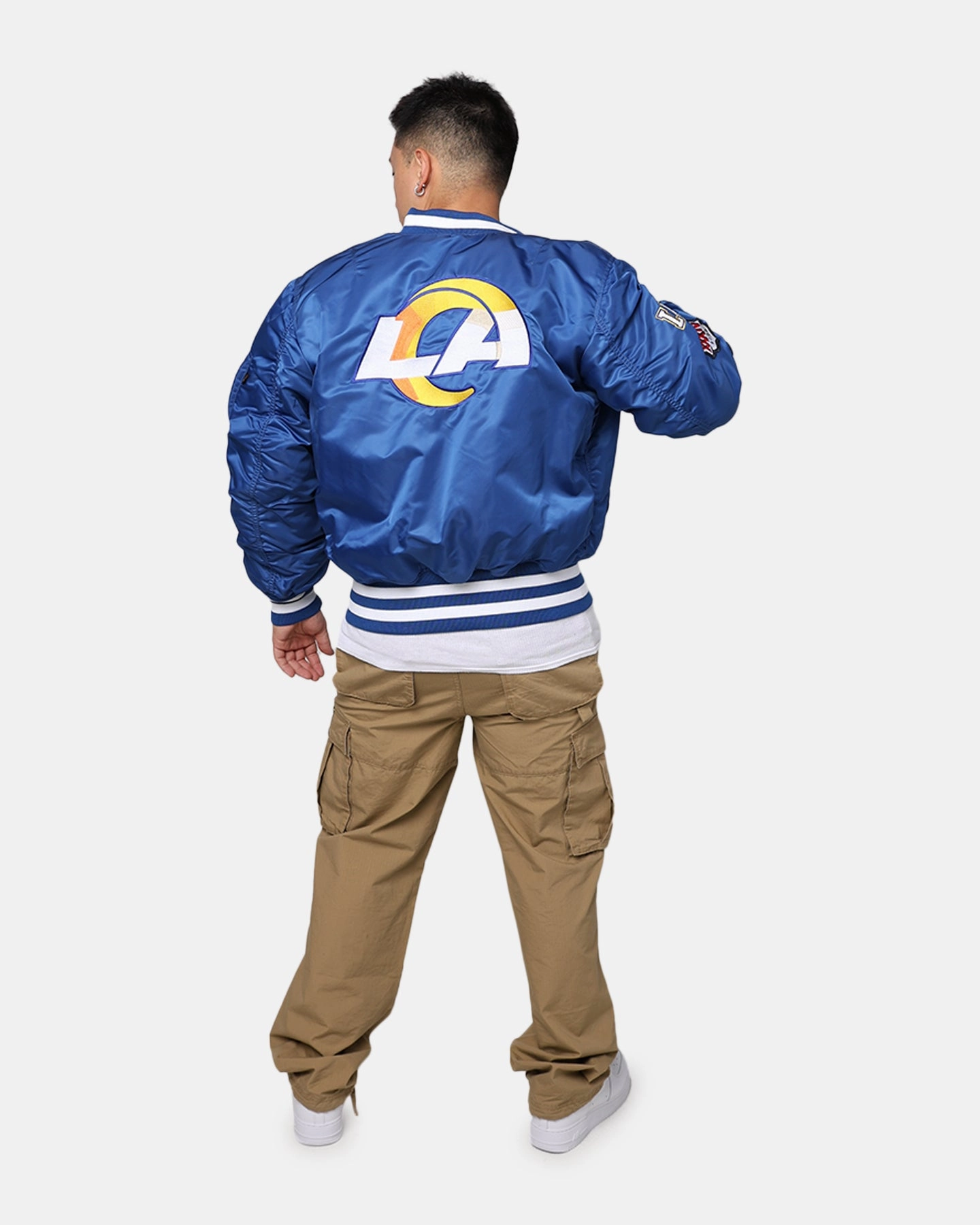 Panama Aim New Era X Alpha Series X NFL Los Angeles Rams MA-1 Bomber Jacket Royal/Black