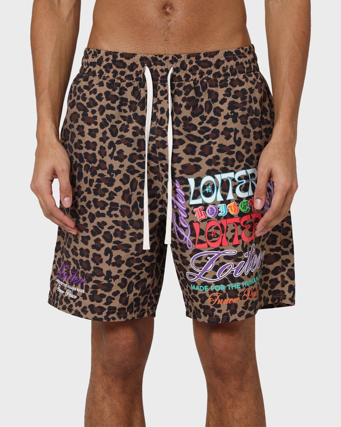No Slip Waistband Loiter Forbidden Walk Shorts Leopard