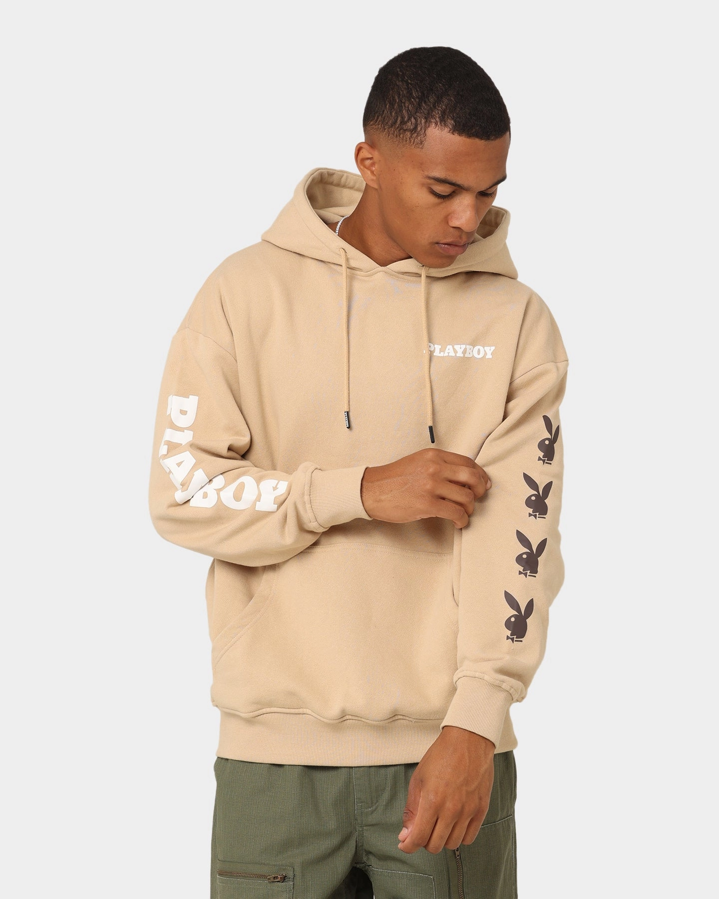 Skiing Wrinkle Resistant Playboy Stack Blend Hoodie Tan