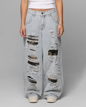 Loiter Collateral Distressed Jeans Denim Camo Tear Resistant Denim