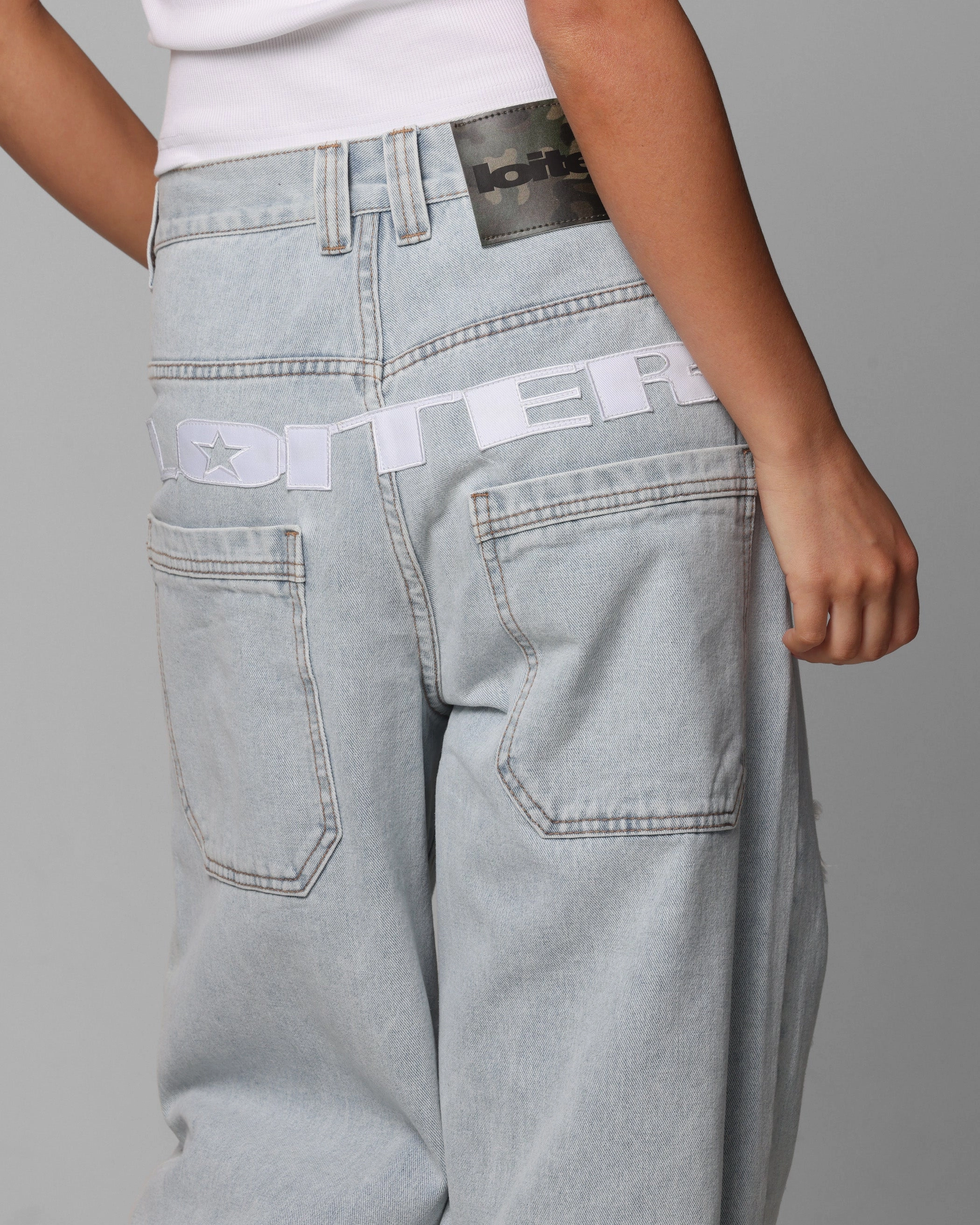 Loiter Collateral Distressed Jeans Denim Camo Summer Vibes