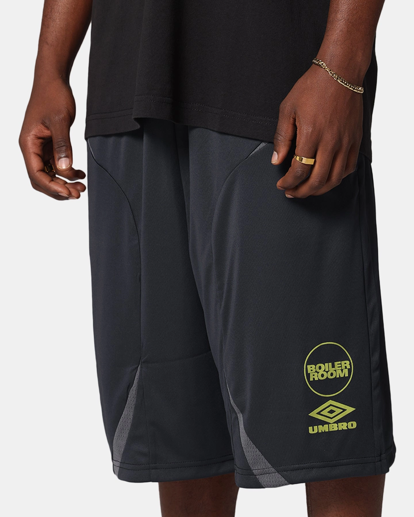 Contemporary Cut button fly Boiler Room X Umbro Football Shorts Black