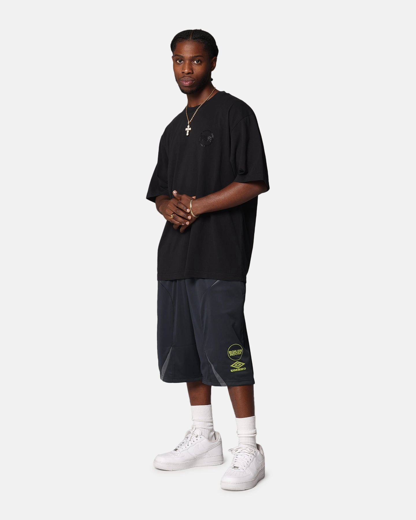 Stretch waistband Boiler Room X Umbro Football Shorts Black
