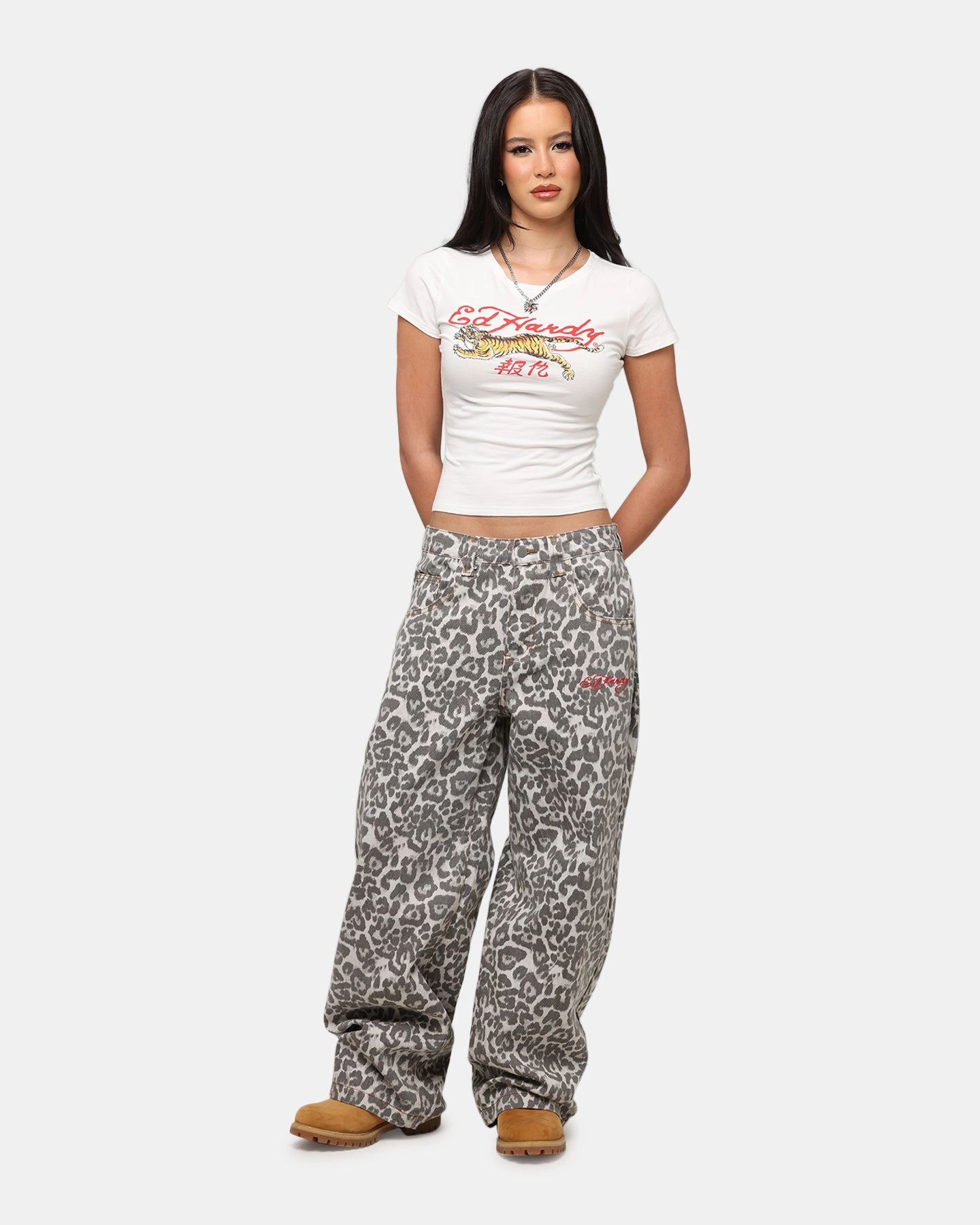 Ed Hardy Women's Leopard Jeans Leopard Neutral Fabric Winter Warmth Durable