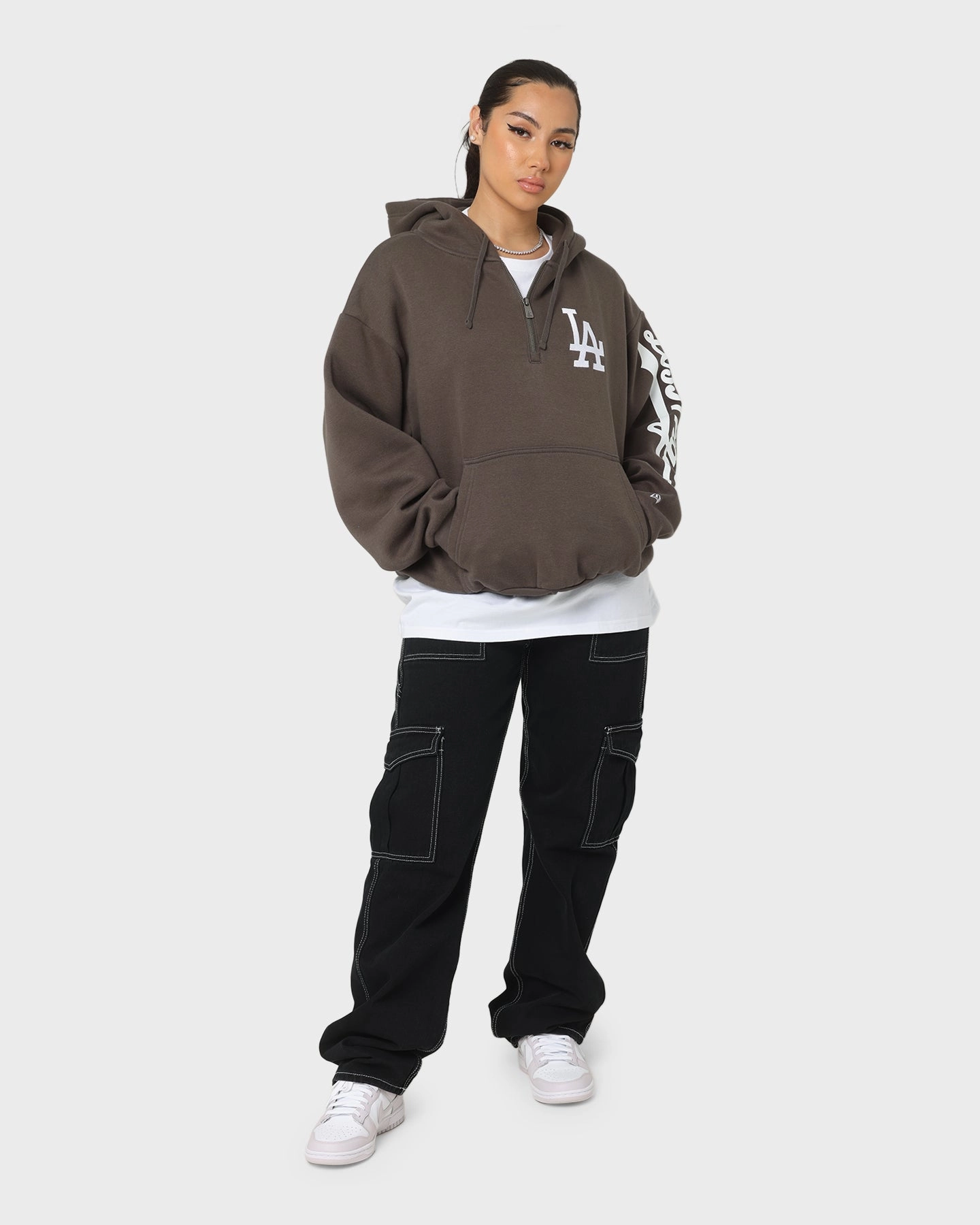 Diary Office Look New Era Los Angeles Dodgers Quarter Zip Hoodie Moss