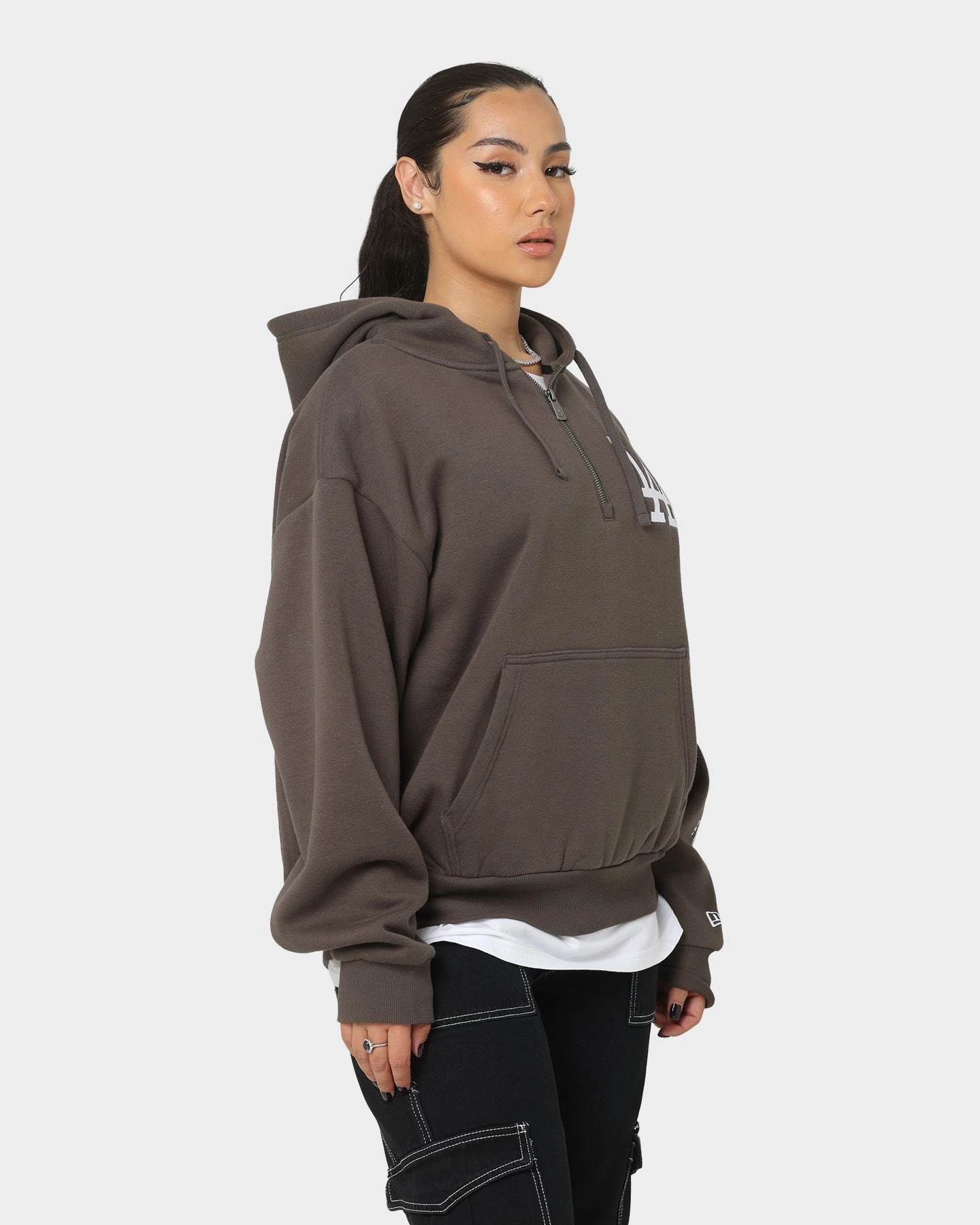 New Era Los Angeles Dodgers Quarter Zip Hoodie Moss Compromise