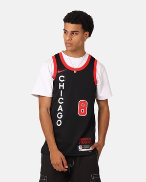 Elasticated Waistband Design Lockstitch Detailing Nike Chicago Bulls Zach LaVine Dri-FIT Swingman Jersey Black
