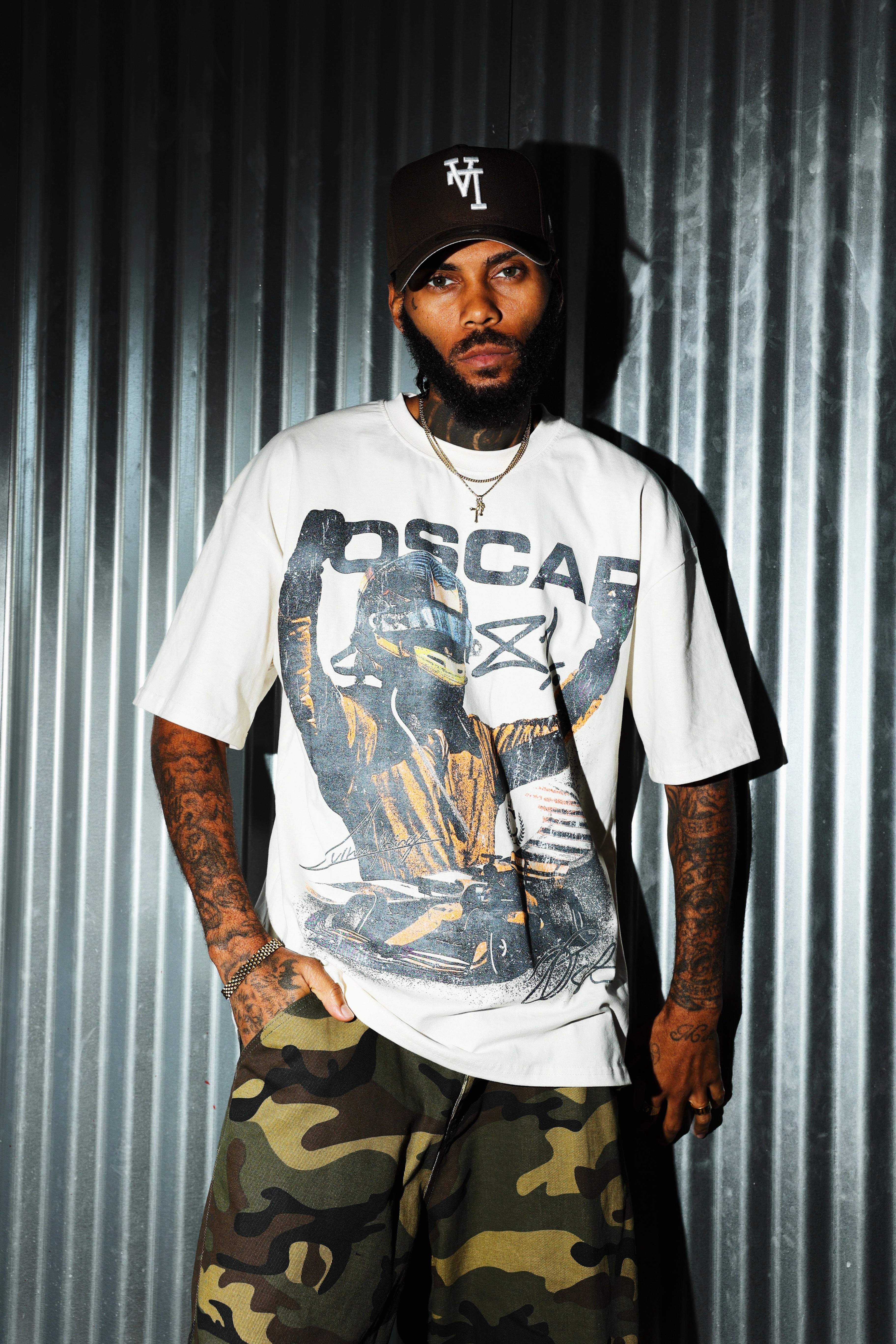 brandable Culture Kings X Mclaren Oscar Piastri 'Vegas Grand Prix 2024' Signature T-Shirt Off White