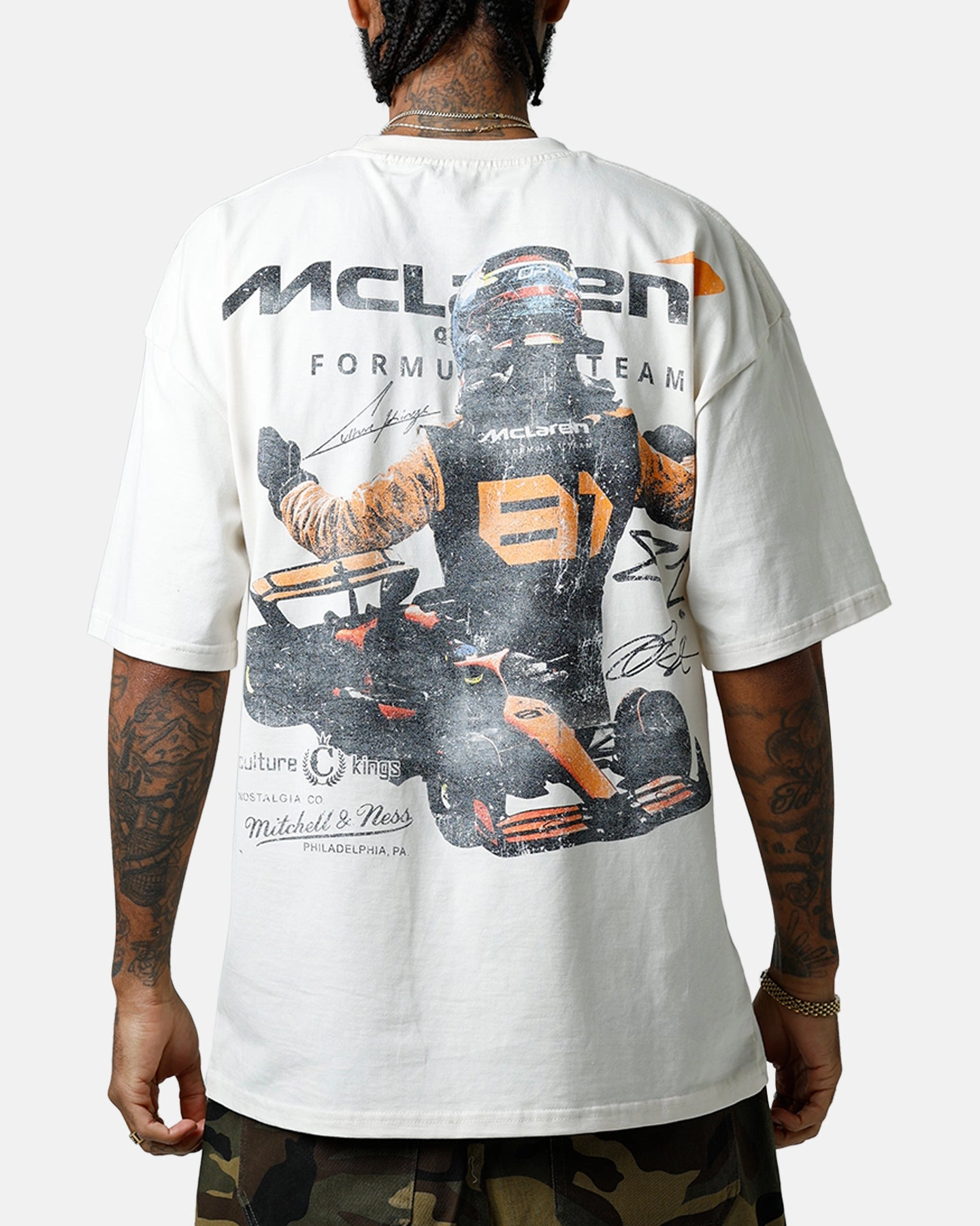Culture Kings X Mclaren Oscar Piastri 'Vegas Grand Prix 2024' Signature T-Shirt Off White Cozy Design Trendy Design