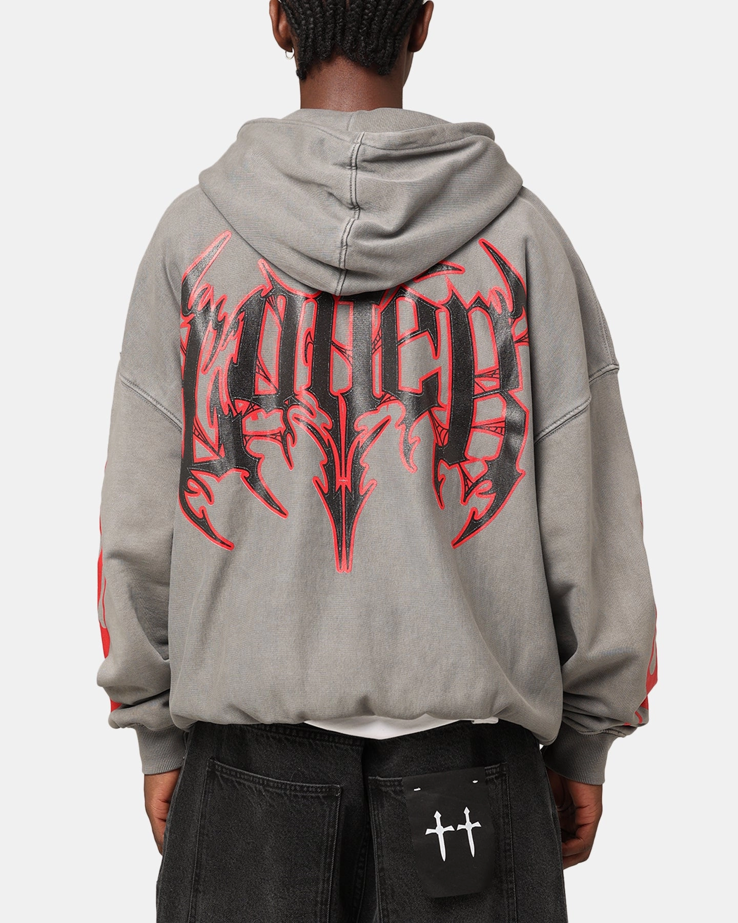 Warm and Cozy Full length Loiter Metal Hoodie Washed Charcoal