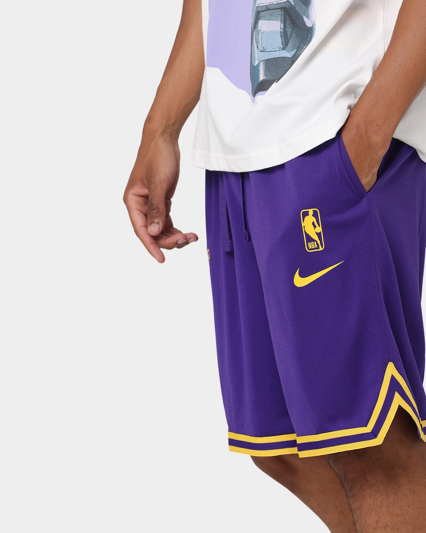 men's fashion Nike Los Angeles Lakers Courtside Nike Dri-FIT NBA Shorts Field Purple