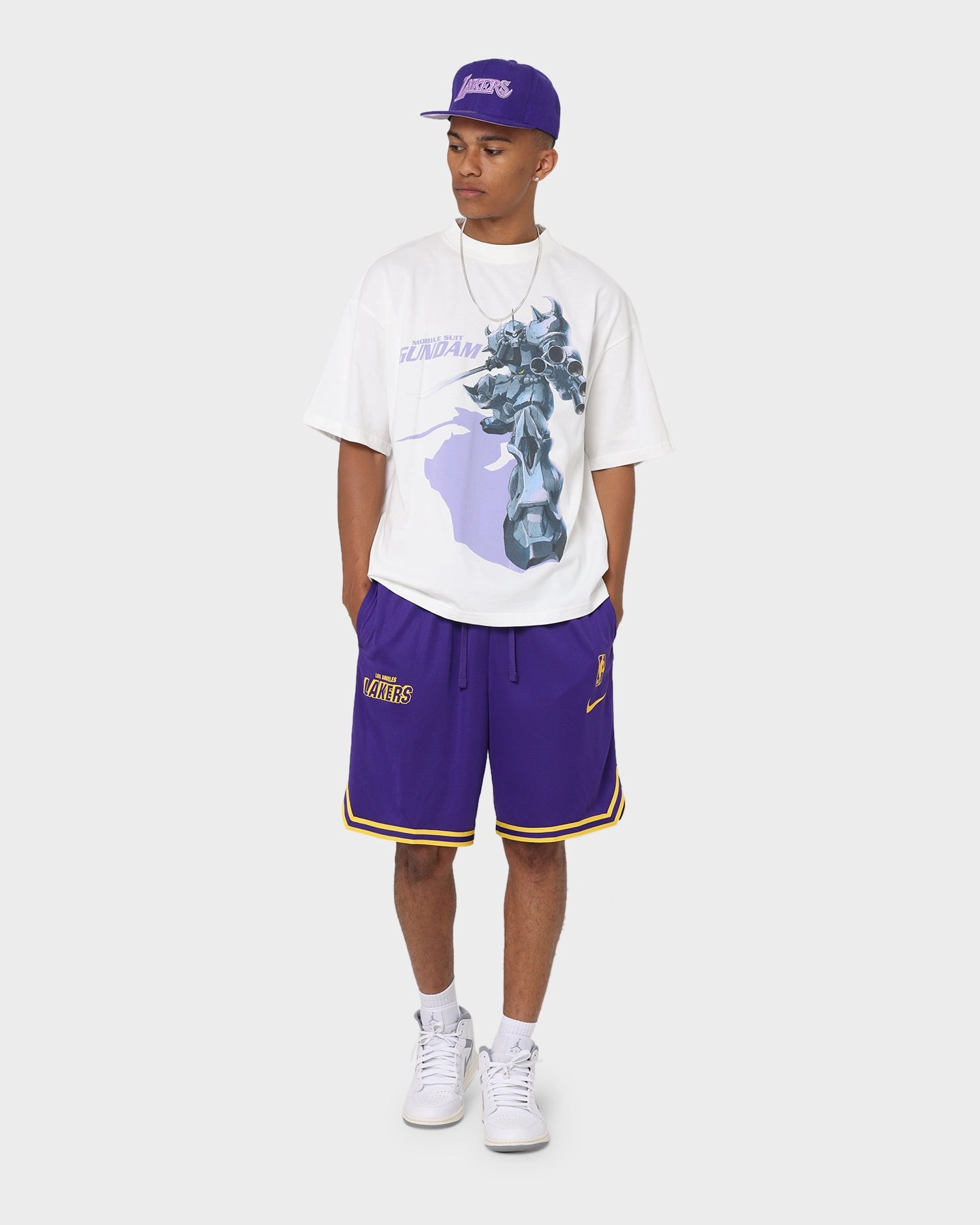 Nike Los Angeles Lakers Courtside Nike Dri-FIT NBA Shorts Field Purple Unique Pattern kids' style